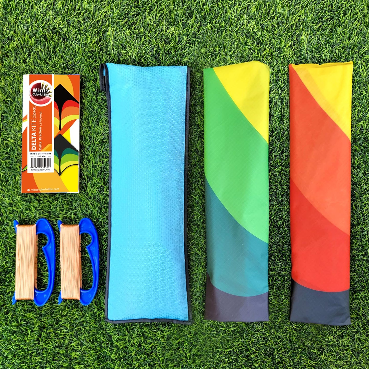 Mint's Colorful Life 2 Pack Delta Kites for Kids & Adults – Easy to Fly (Green & Yellow)
