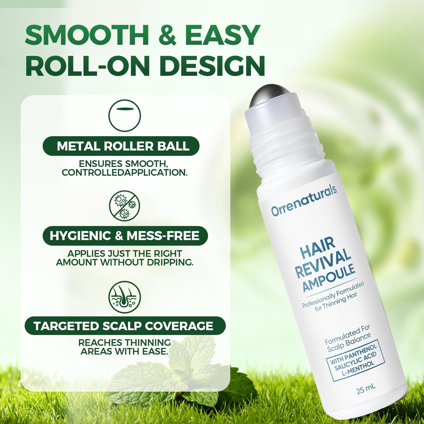 Minyang Orrenaturals Hair Revival Ampoule – Hair Growth Serum Roll-On for Fuller, Thicker Hair