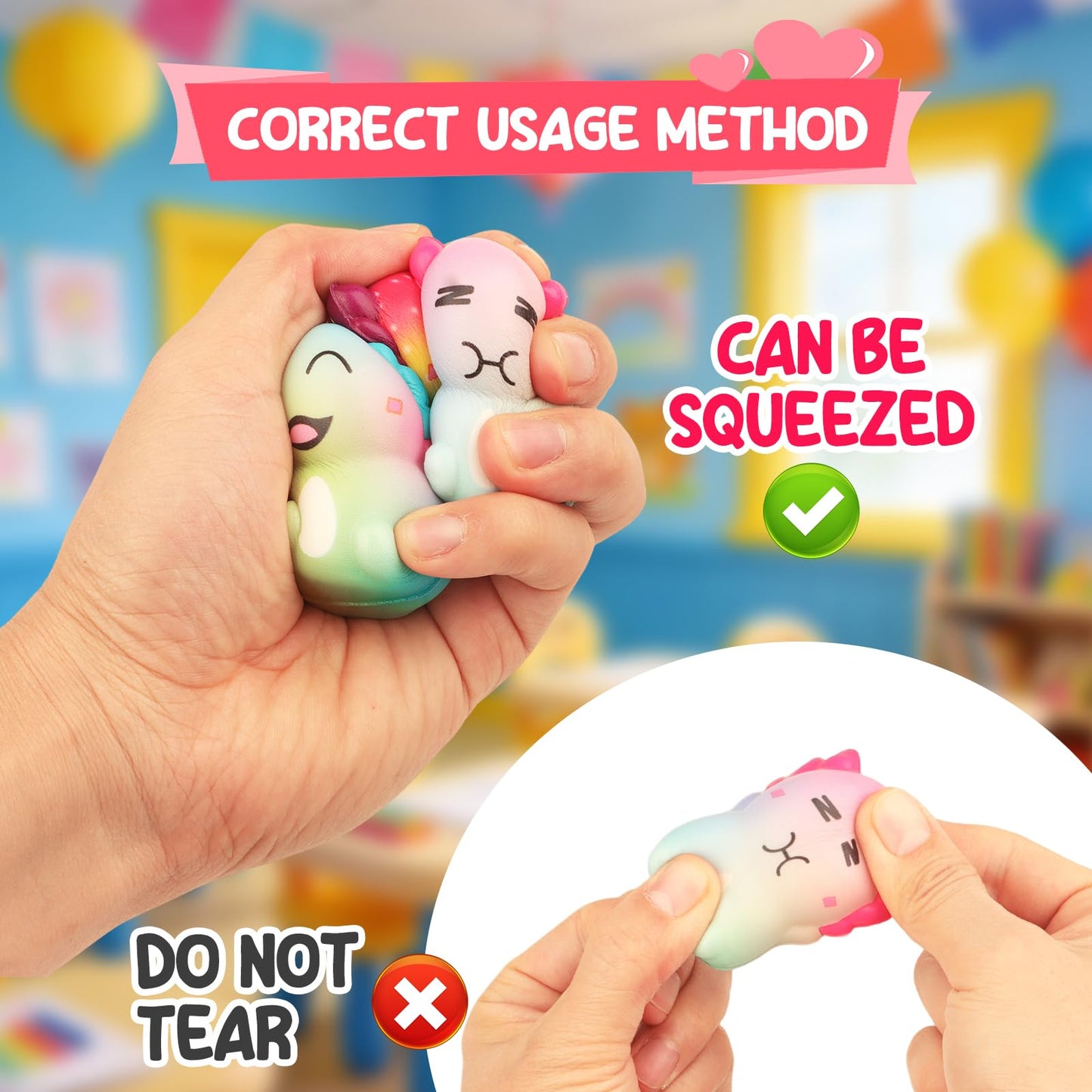 MINYSIC 24-Pack Valentines Day Axolotl Mochi Toys for Kids — Classroom Cards & Party Favors