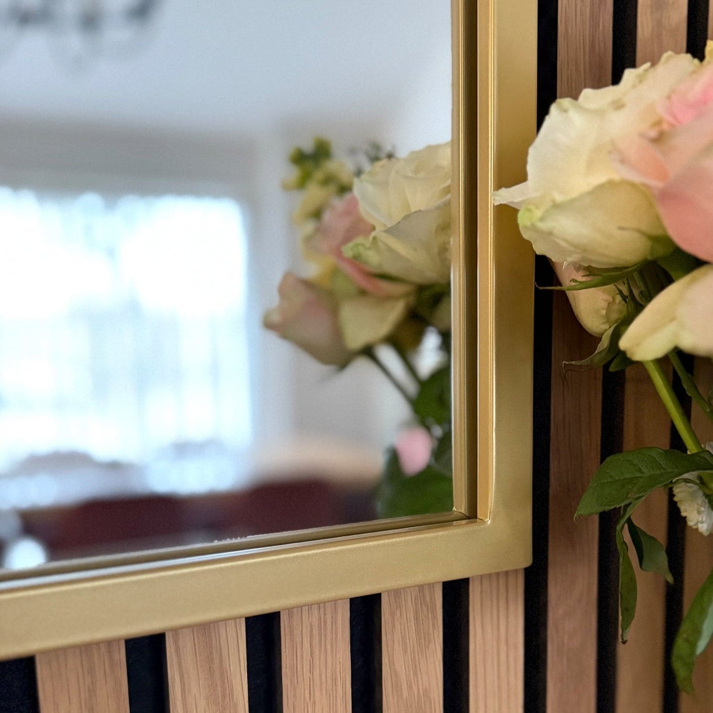 Mio - Gold Metal Arched Window Mirror - 95cm x 120cm