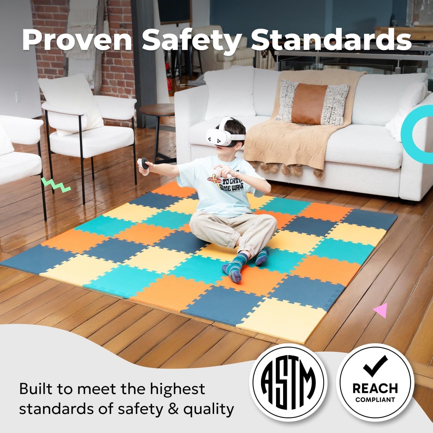 MioTetto Baby Play Mat | Interlocking Foam Tiles, 74x74 Playpen Compatible – Safe, Soft & Non-Toxic