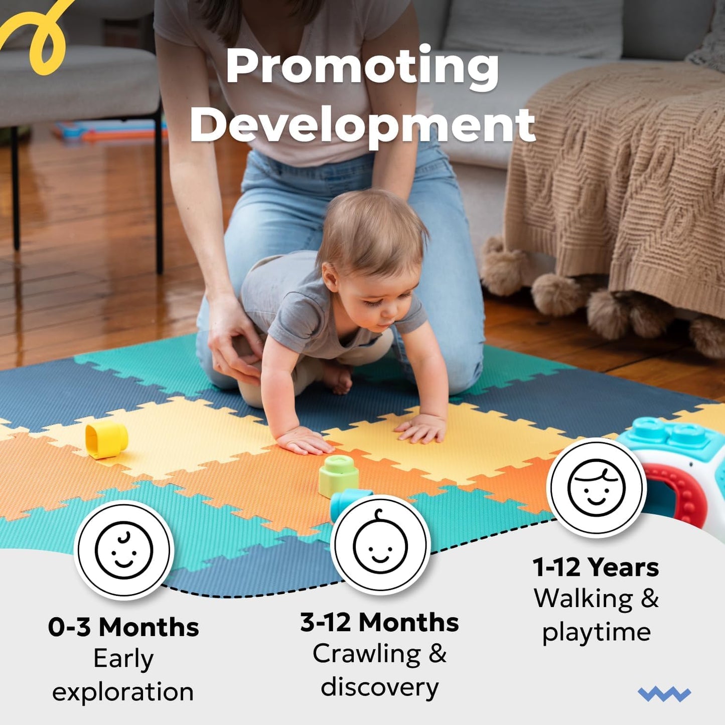 MioTetto Baby Play Mat | Interlocking Foam Tiles for Safe Crawling & Adjustable Playpen