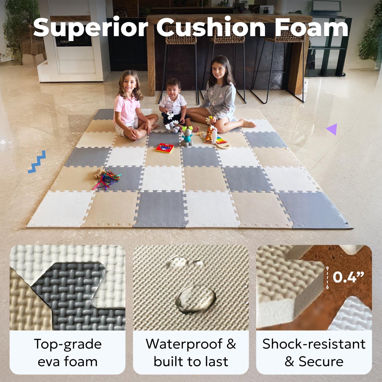 MioTetto Baby Play Mat – Adjustable Interlocking Foam Tiles for Safe Crawling & Development