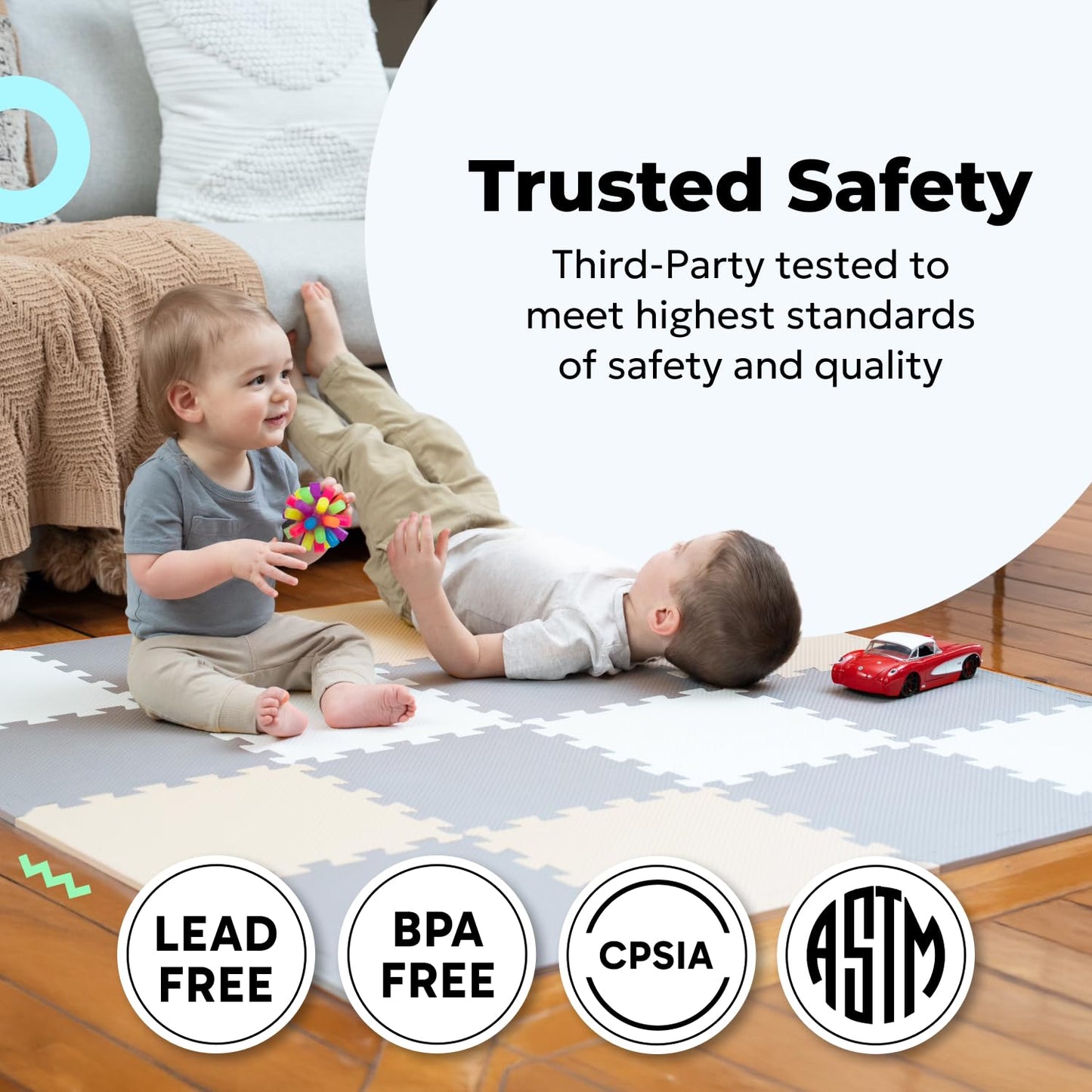 MioTetto Baby Play Mat – Interlocking Foam Tiles for Safe Crawling & Flexible Room Fit