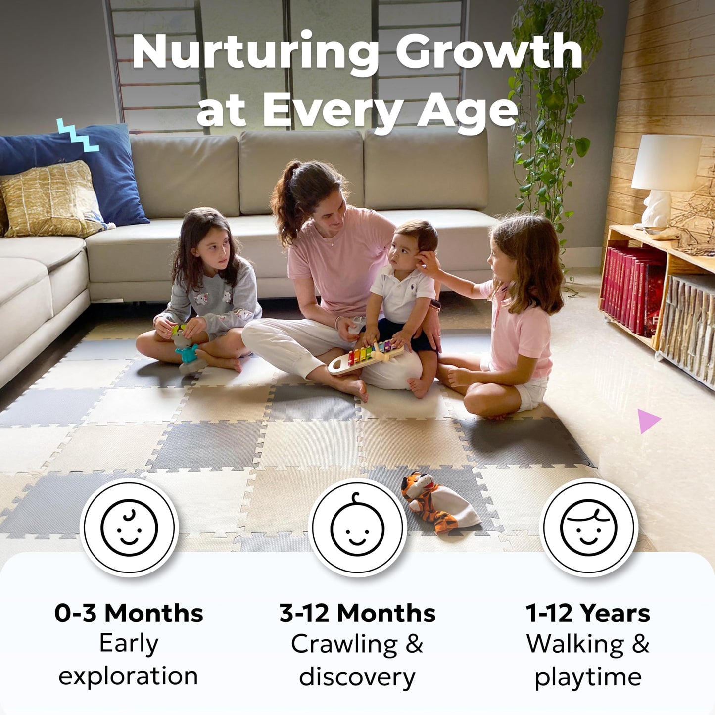 MioTetto Baby Play Mat – Adjustable Interlocking Foam Tiles for Safe Crawling & Development
