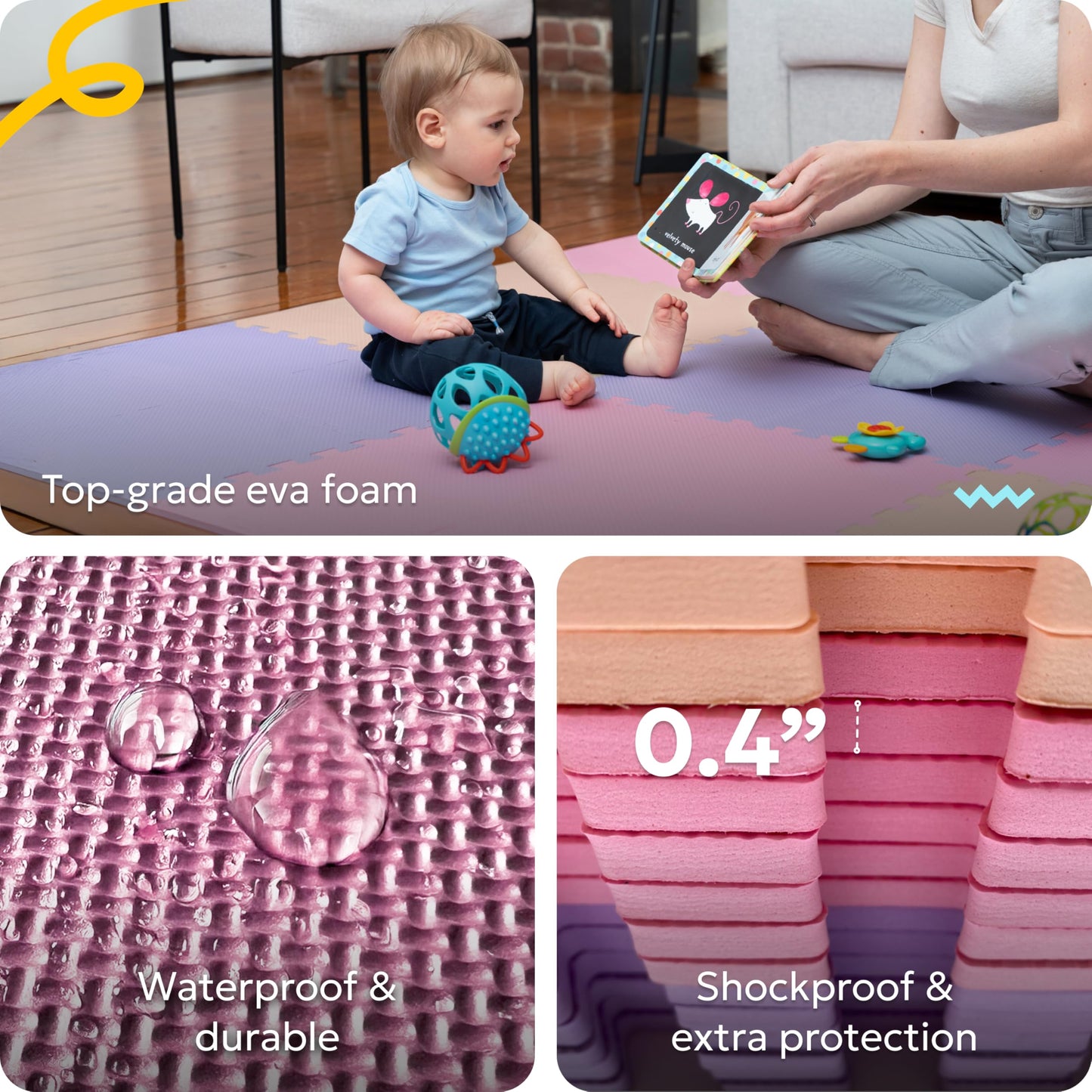 MioTetto Baby Play Mat – Interlocking Foam Tiles for Safe Crawling & Easy Setup
