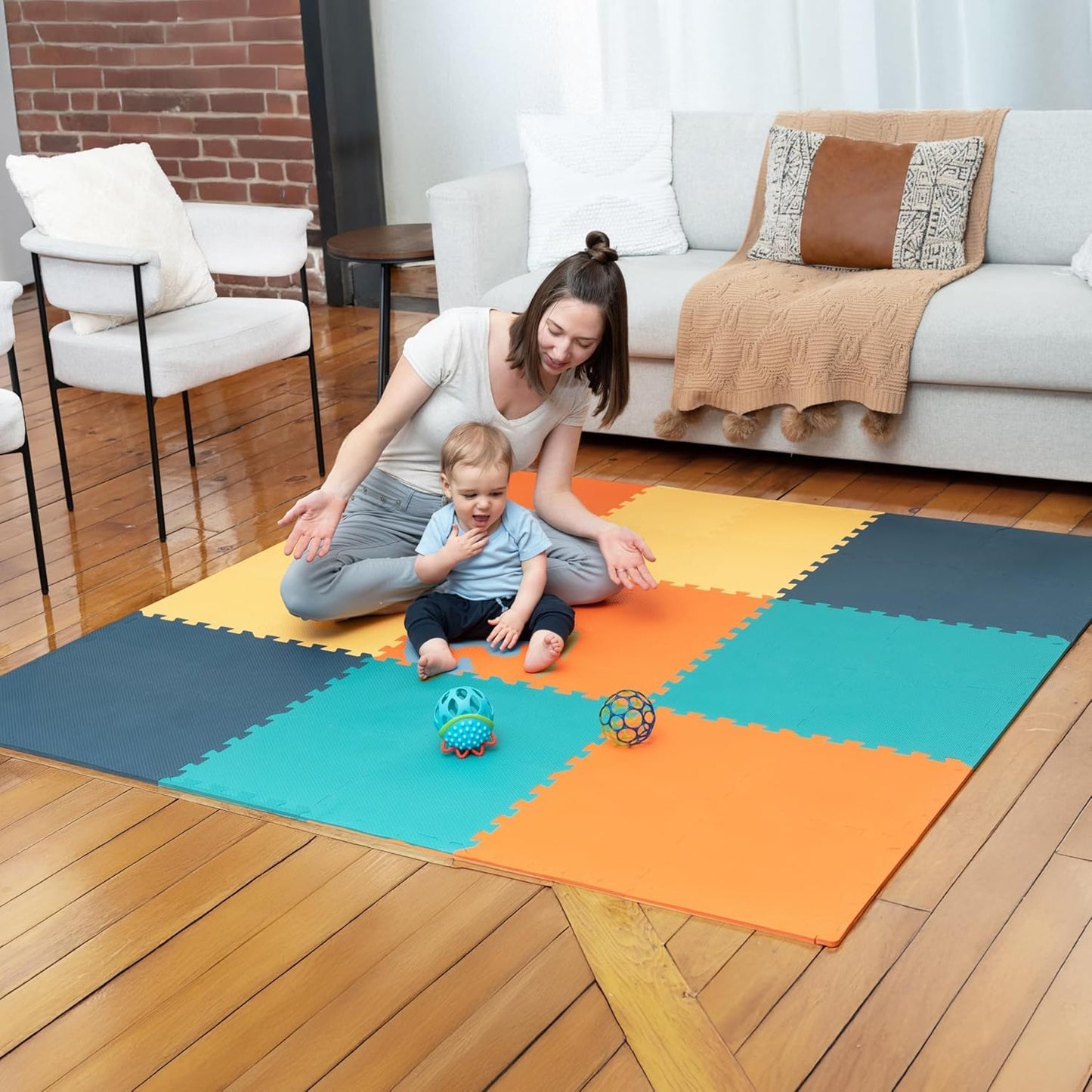 MioTetto Baby Play Mat | Interlocking Foam Tiles, 74x74 Playpen Compatible – Safe, Soft & Non-Toxic