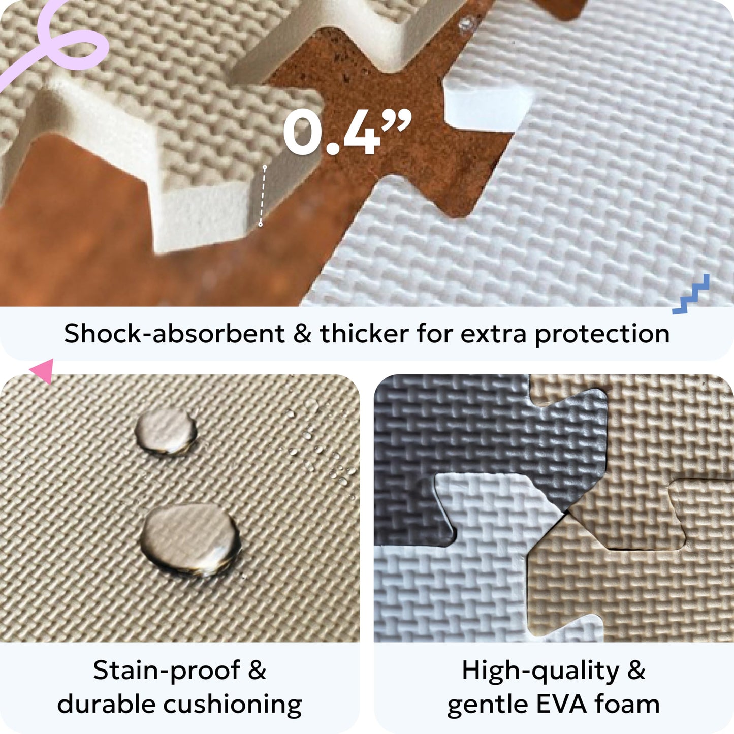 MioTetto Baby Play Mat – Interlocking Foam Tiles for Safe Crawling & Flexible Room Fit
