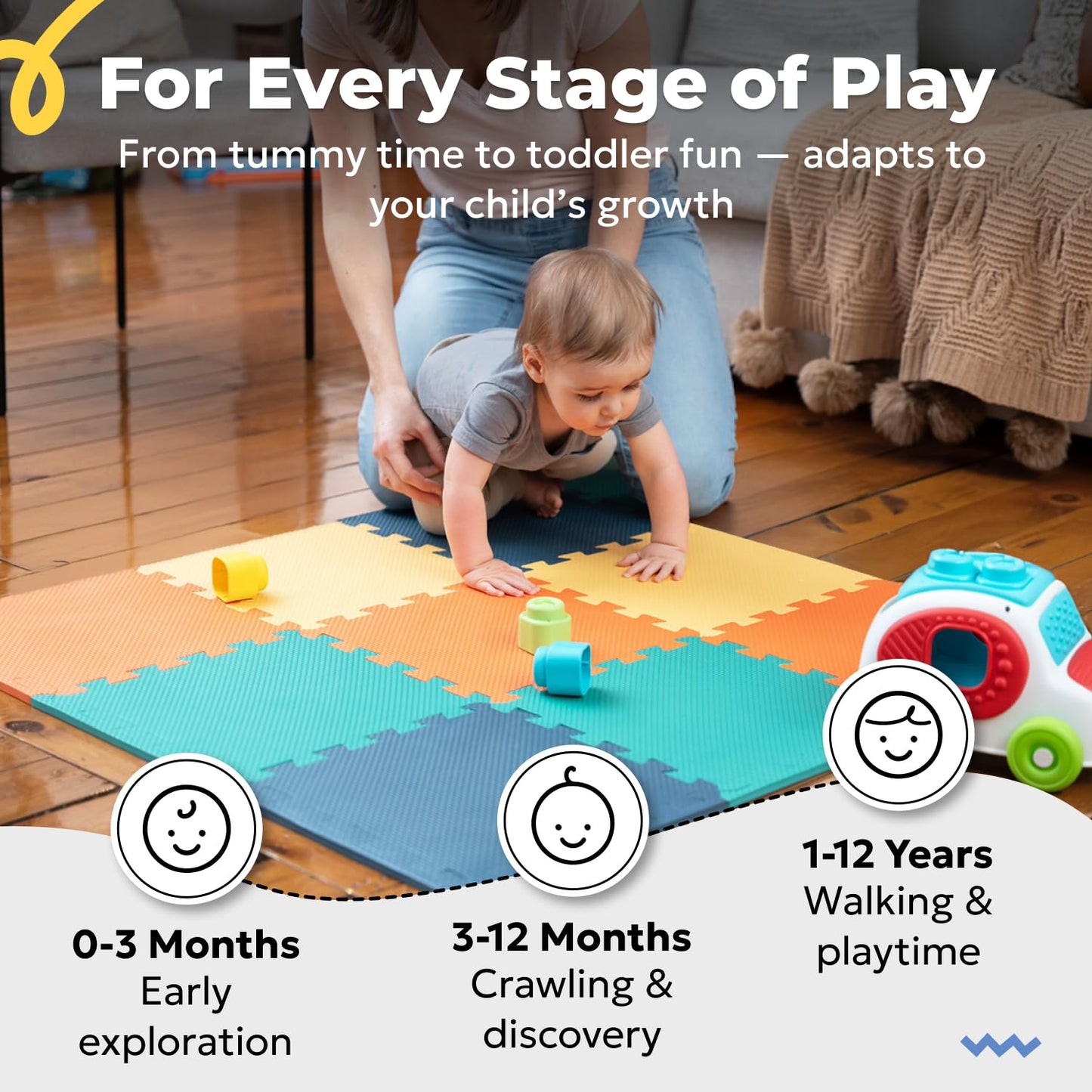 MioTetto Baby Play Mat | Interlocking Foam Tiles for Safe Crawling & Play