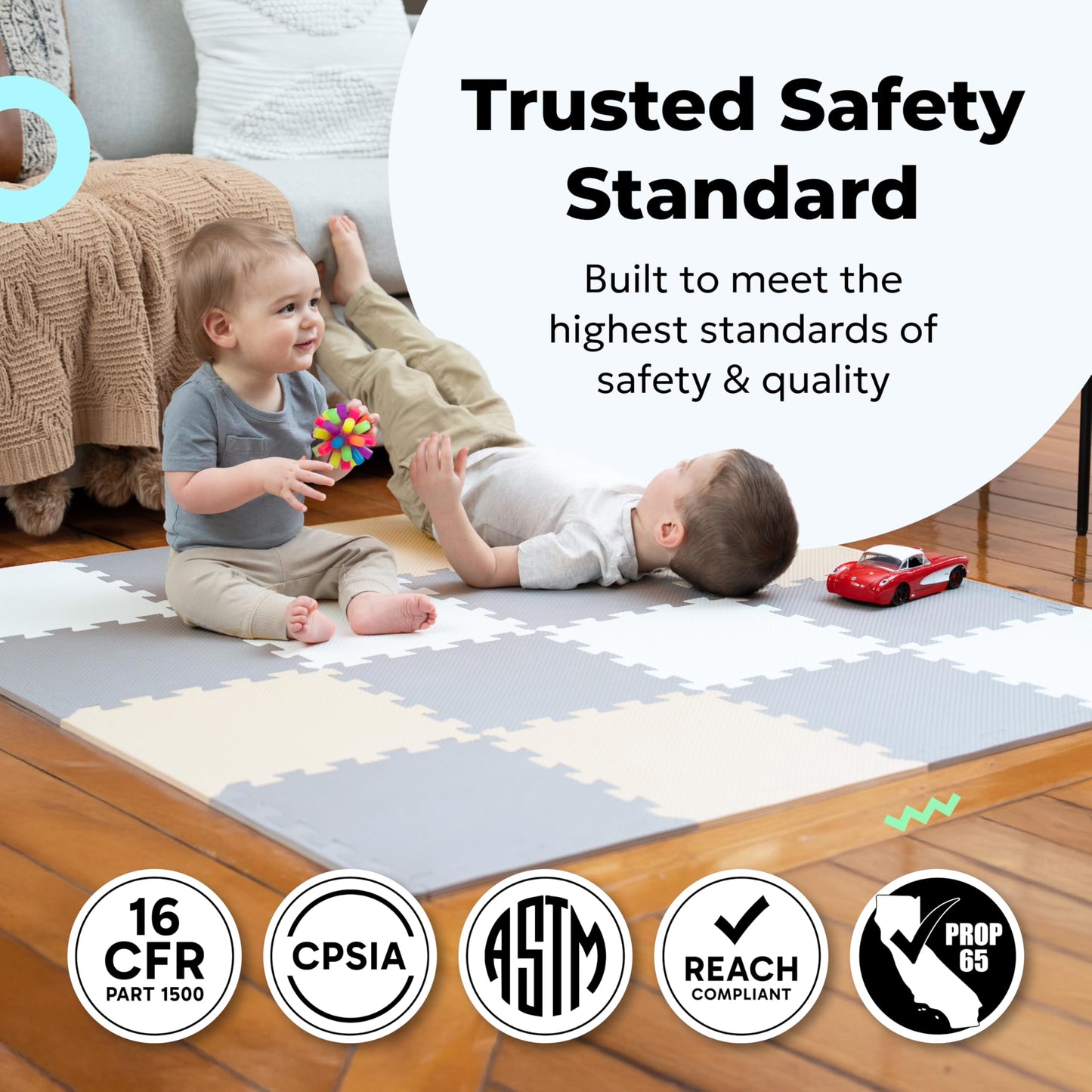 MioTetto Baby Play Mat – Interlocking Foam Tiles for Safe Crawling & Flexible Room Fit