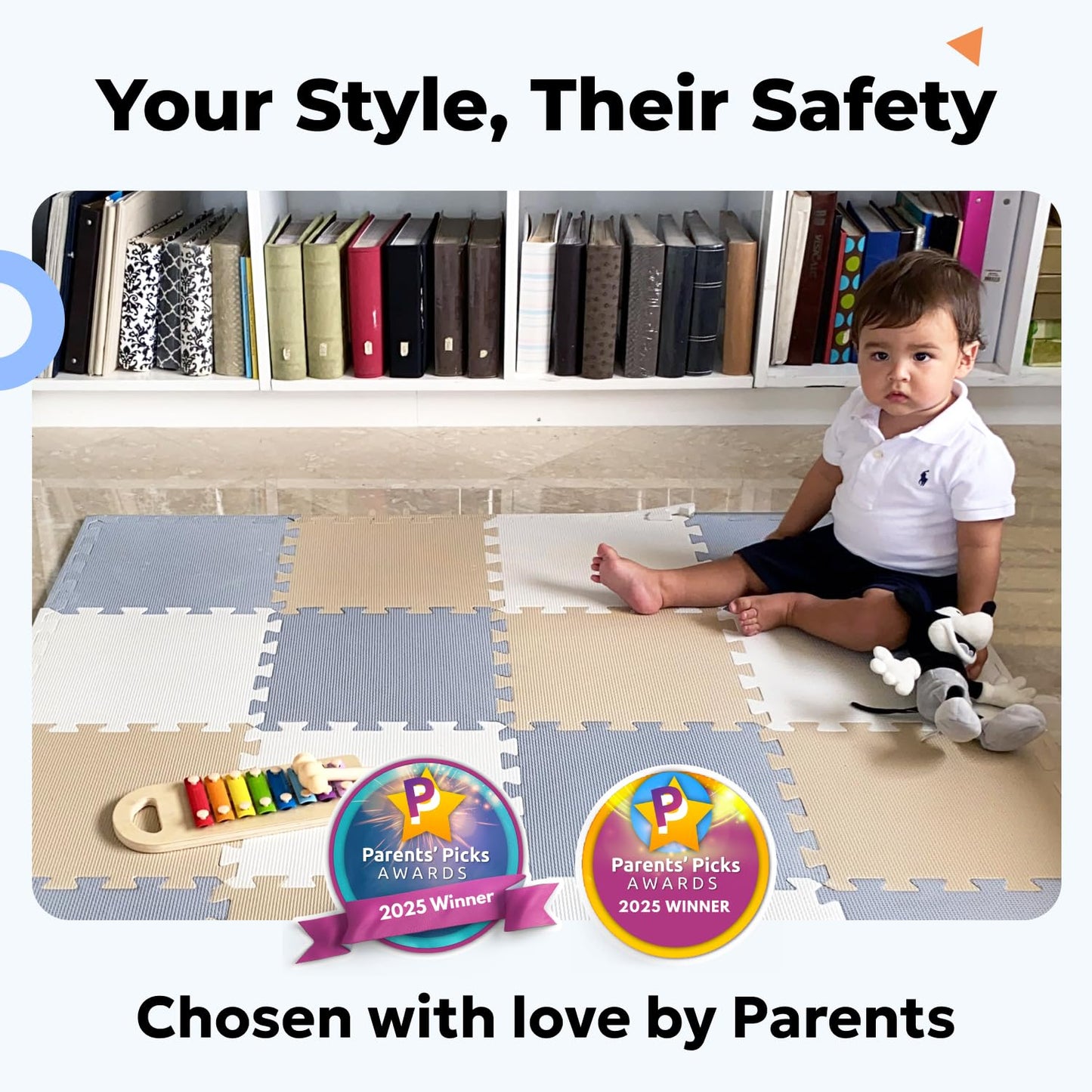MioTetto Baby Play Mat – Interlocking Foam Tiles for Safe Crawling & Flexible Room Fit