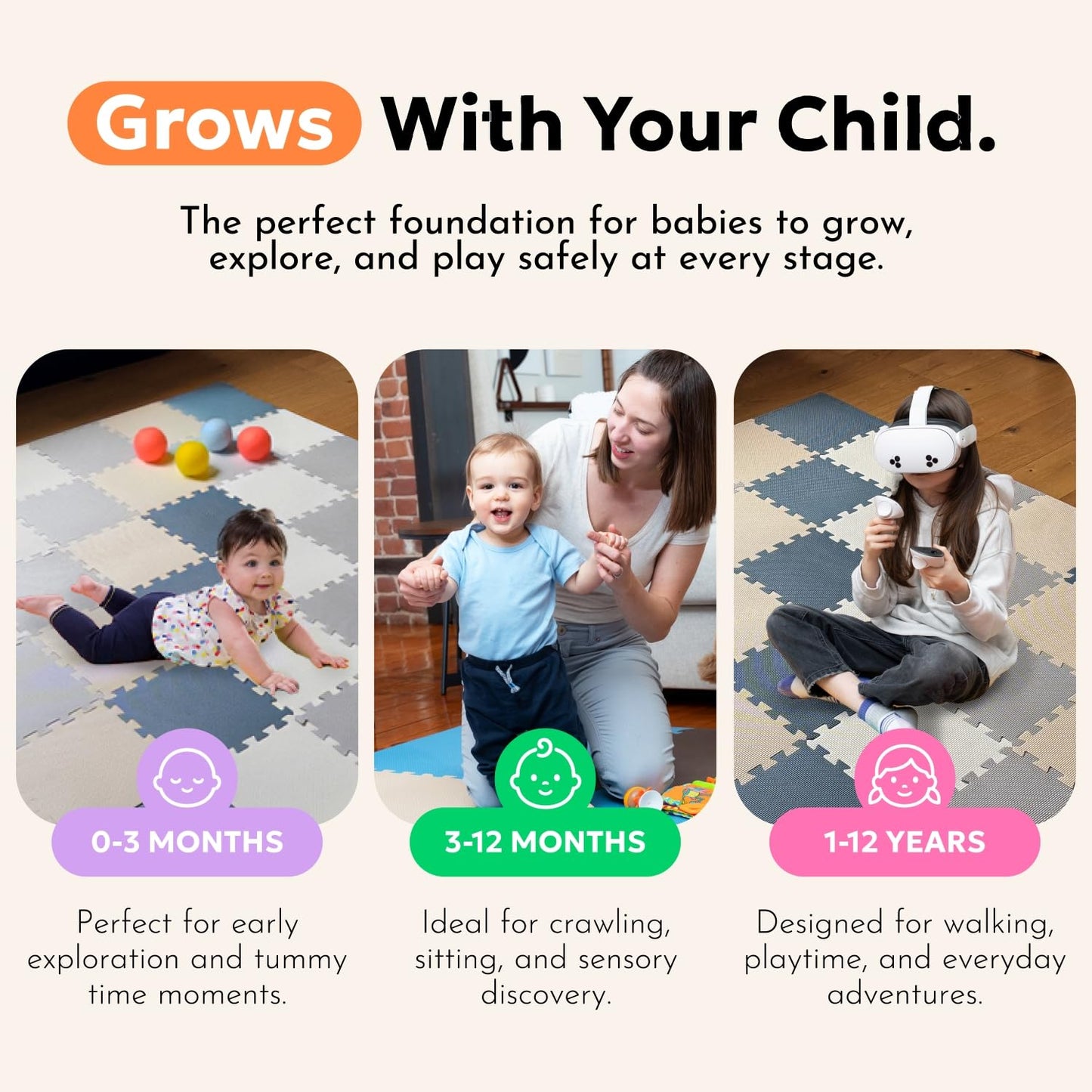 MioTetto Baby Play Mat | Interlocking Foam Tiles for Safe Crawling & Play