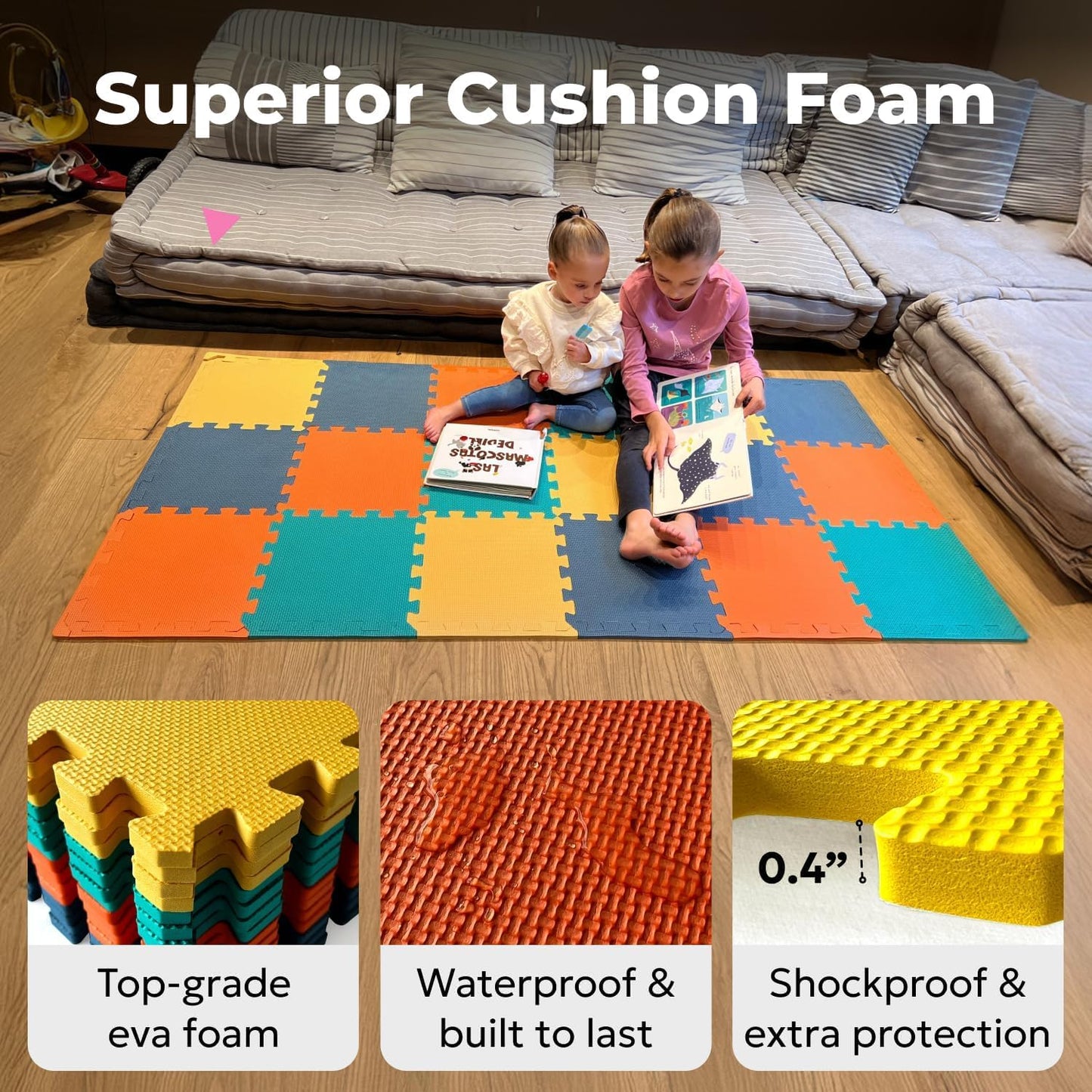 MioTetto Baby Play Mat | Interlocking Foam Tiles for Safe Crawling & Adjustable Playpen