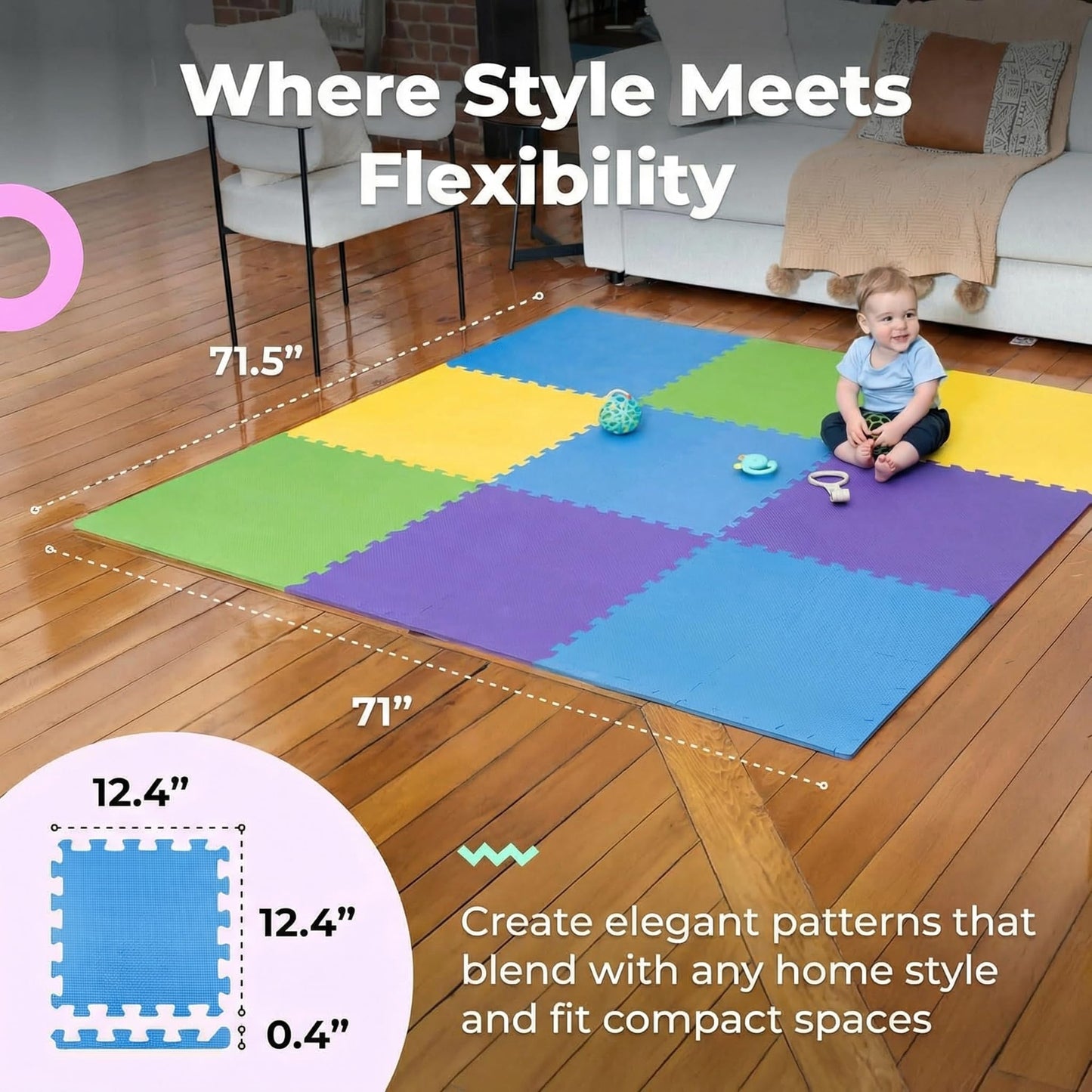 MioTetto Baby Play Mat – Interlocking Foam Tiles for Safe Crawling & Play