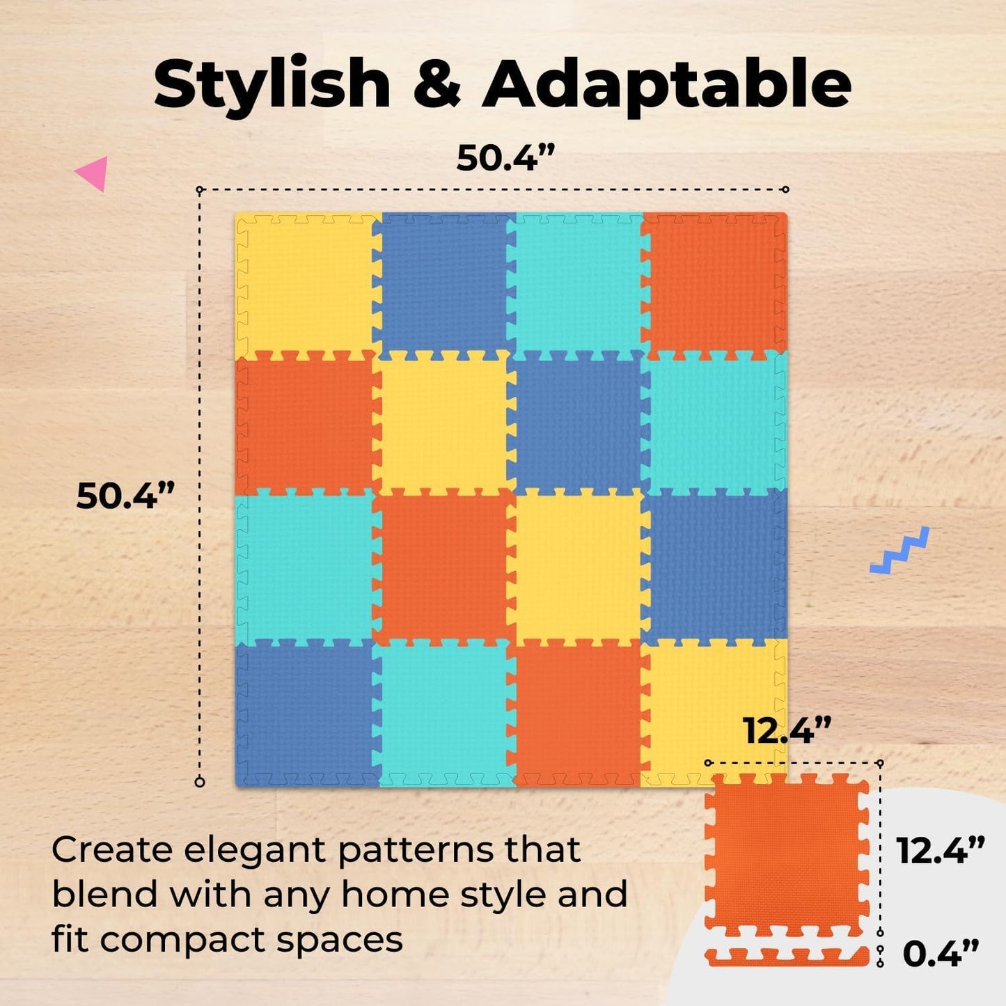 MioTetto Baby Play Mat | Interlocking Foam Tiles for Safe Crawling & Adjustable Playpen