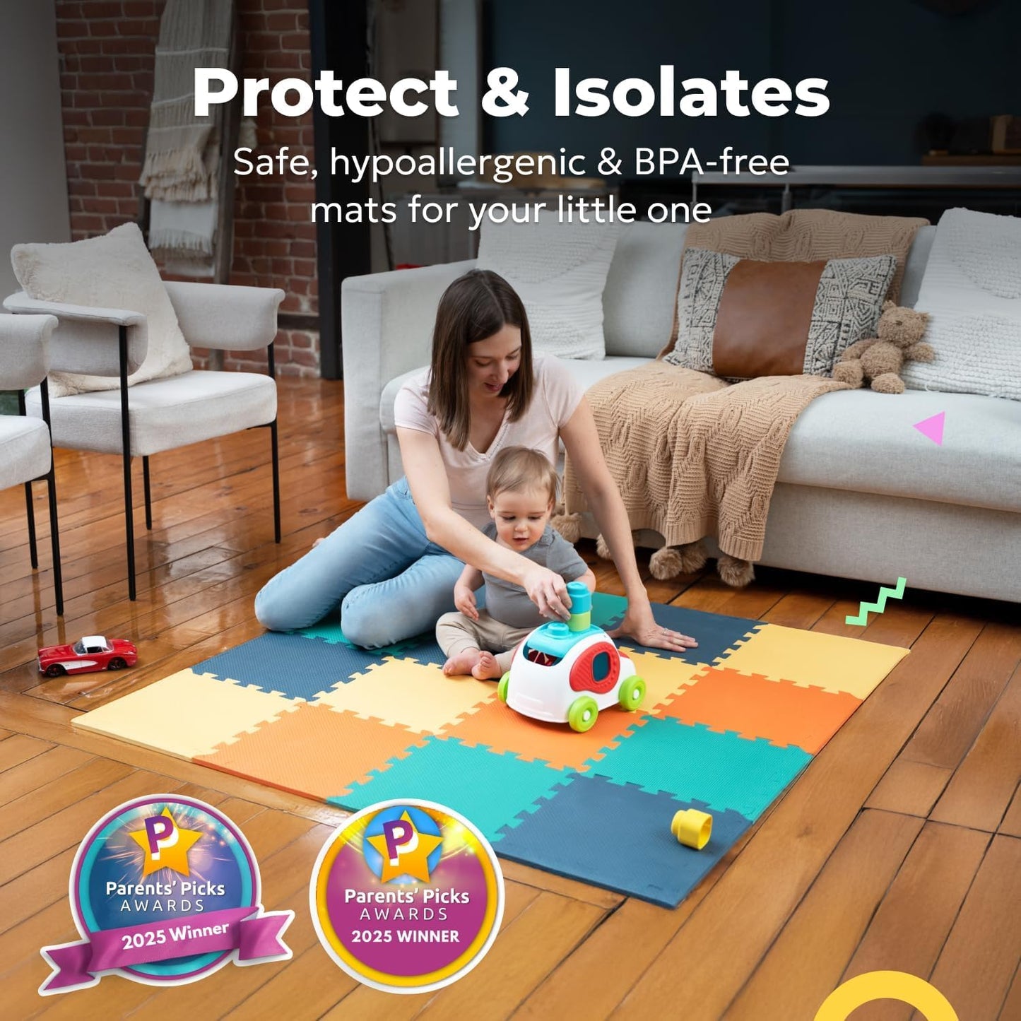 MioTetto Baby Play Mat | Interlocking Foam Tiles for Safe Crawling & Adjustable Playpen