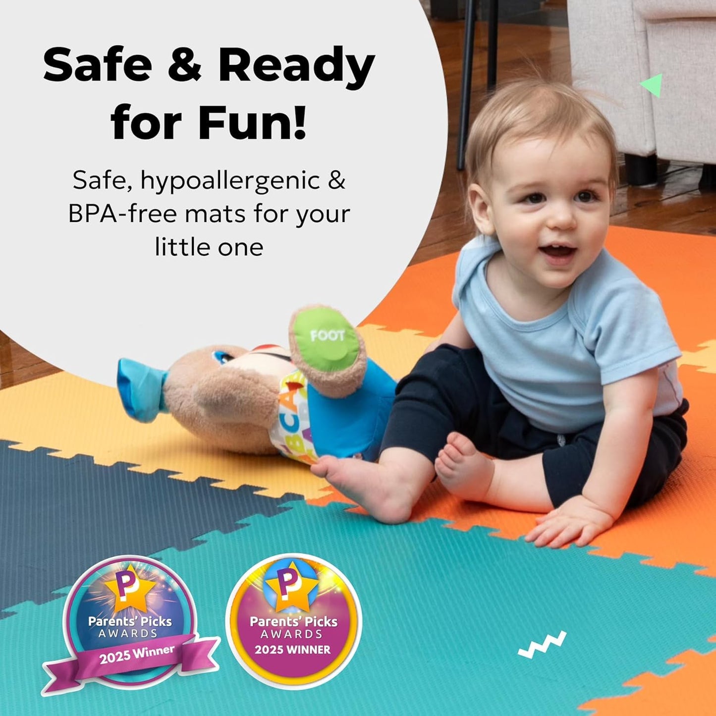 MioTetto Baby Play Mat | Interlocking Foam Tiles, 74x74 Playpen Compatible – Safe, Soft & Non-Toxic