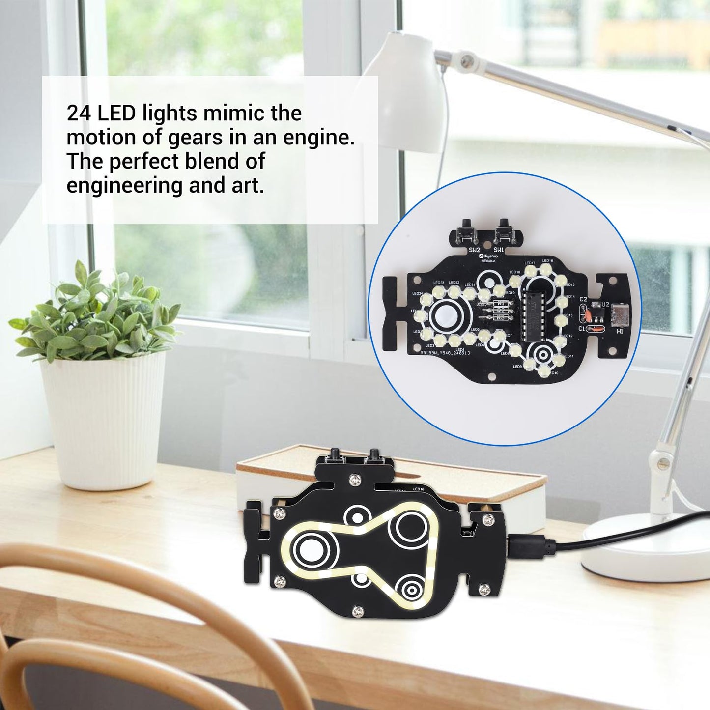 MiOYOOW DIY Engine Gear LED Light Kit — Soldering Practice & STEM Desk Decor