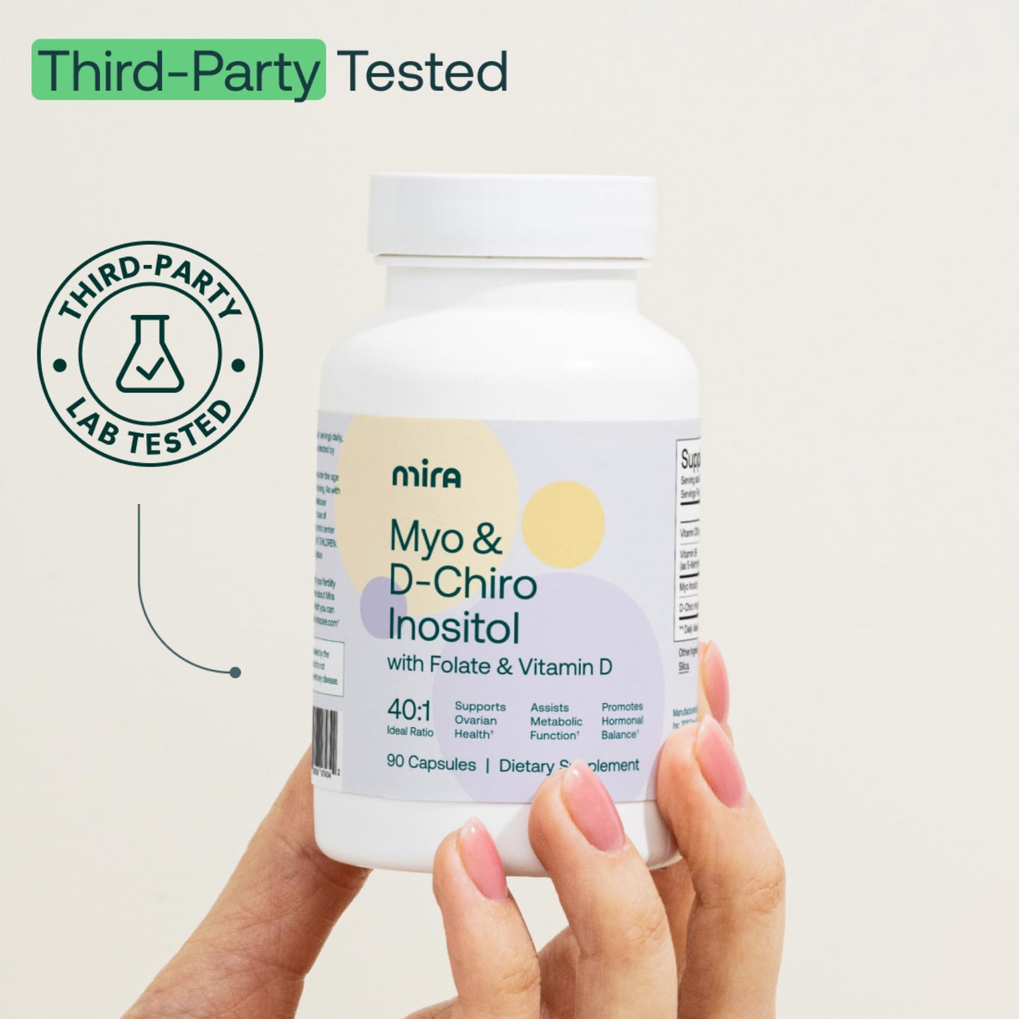 MIRA PCOS Supplement - Myo-Inositol 40:1 for Hormonal Balance | 90 Capsules