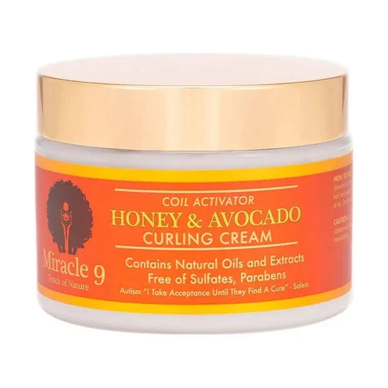 Miracle 9 Coil Activator Honey & Avocado Curling Cream Curl Definition for Curls, Waves & Coils 340 ml/11.5 oz