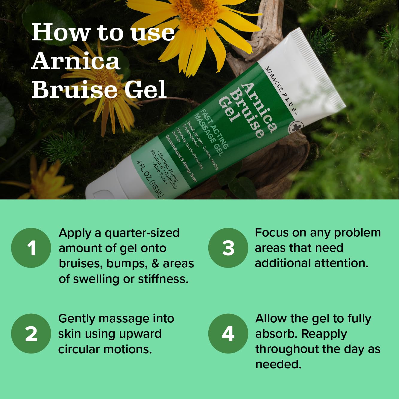 Miracle Plus Arnica Bruise Gel – Extra Strength Vitamin K, 2-Pack