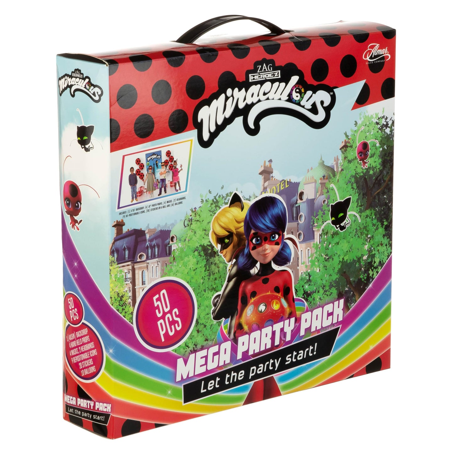 Miraculous Ladybug 50pc Birthday Party Supplies Set – All-in-One Celebration Kit with Backdrop, Props & Tableware