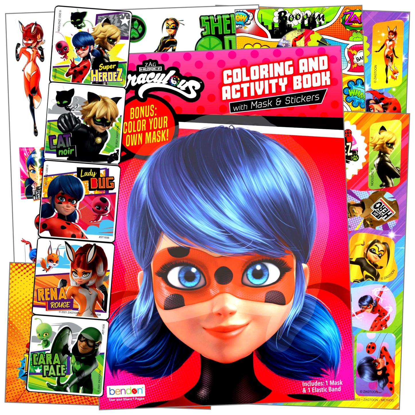 Miraculous Ladybug and Cat Noir Activity Bundle | Coloring Book, Stickers & Two-Sided Door Hanger | Miraculous