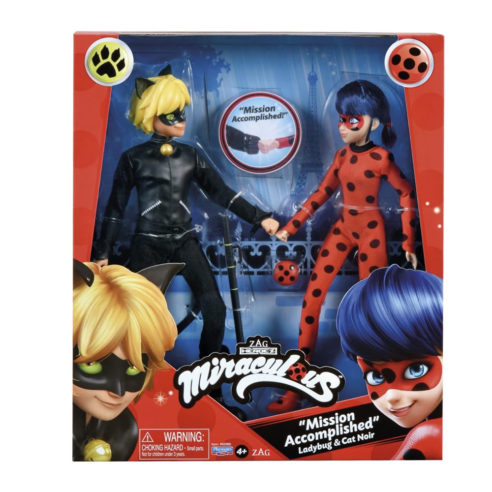 Miraculous Ladybug & Cat Noir 2-Pack Dolls – Mission Accomplished by Playmates Toys