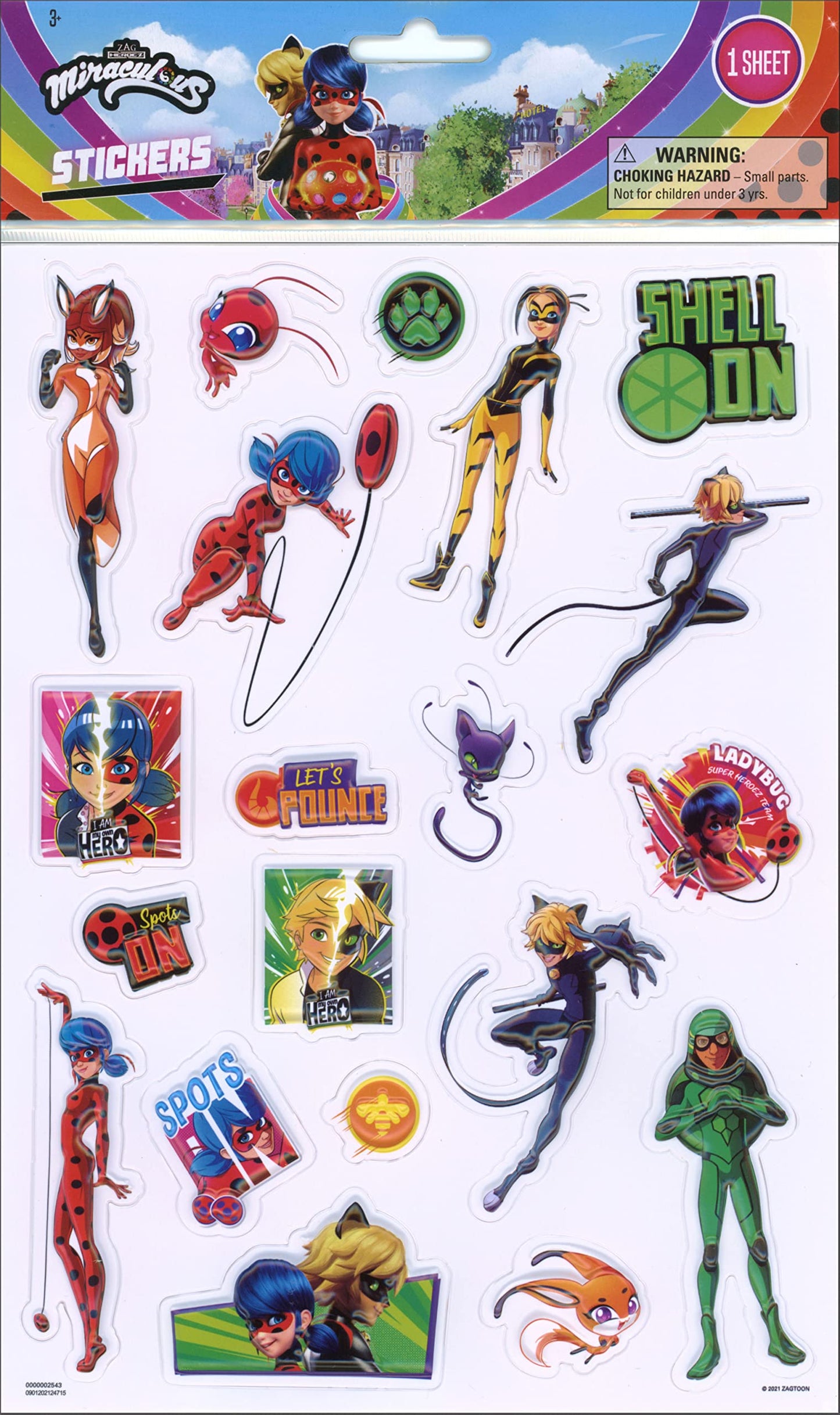 Miraculous Ladybug & Cat Noir Sticker Bundle with 2-Sided Door Hanger | Miraculous
