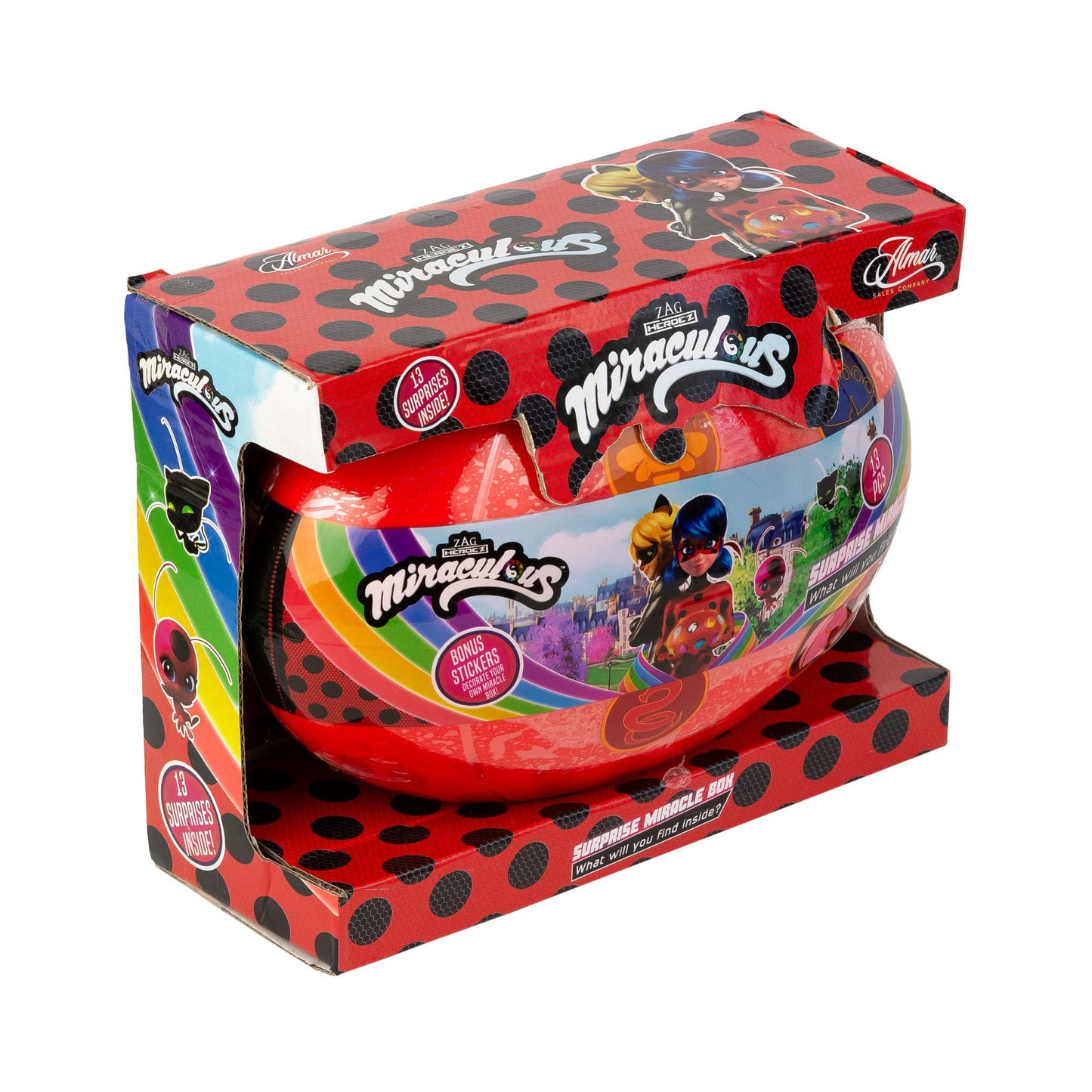 Miraculous 13pc Surprise Miracle Box – Ladybug & Cat Noir Toys, Party Favors & Stickers