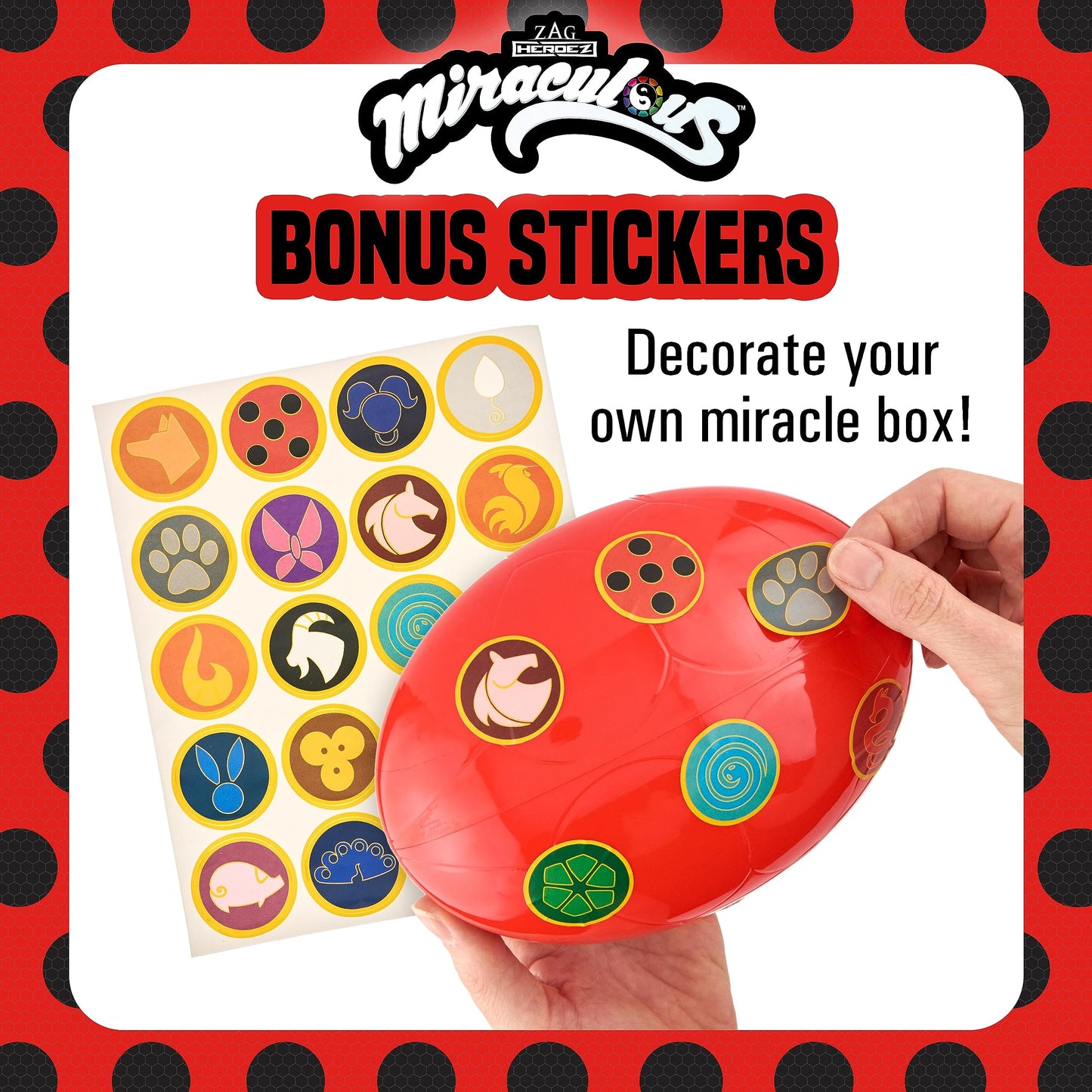 Miraculous 13pc Surprise Miracle Box – Ladybug & Cat Noir Toys, Party Favors & Stickers
