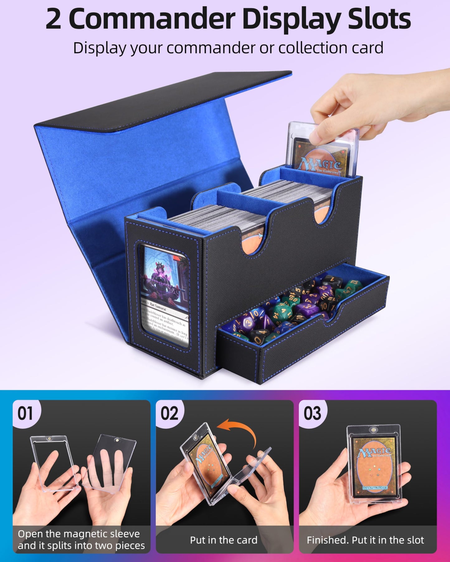 Miroddi MTG Deck Box with Commander Display – 250+ Sleeved Cards