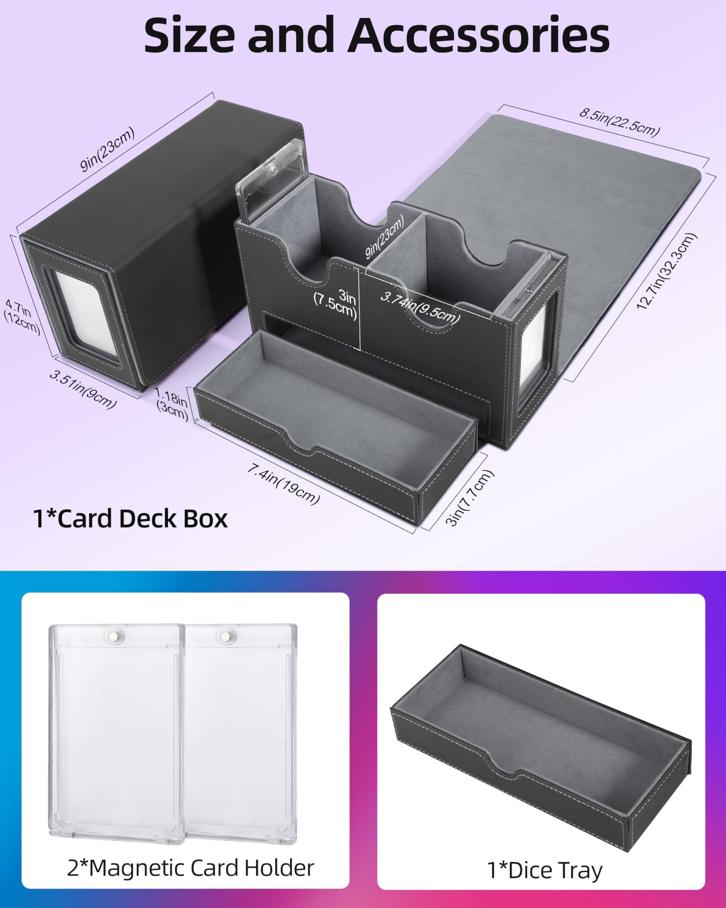 Miroddi MTG Deck Box with Commander Display – Holds 250+ Sleeved Cards, Dice Tray