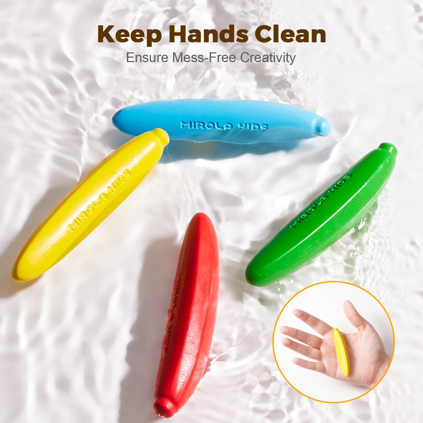 MIROLA KIDS 100% Pure Beeswax Crayons for Toddlers – 12 Colors, Washable & Unbreakable