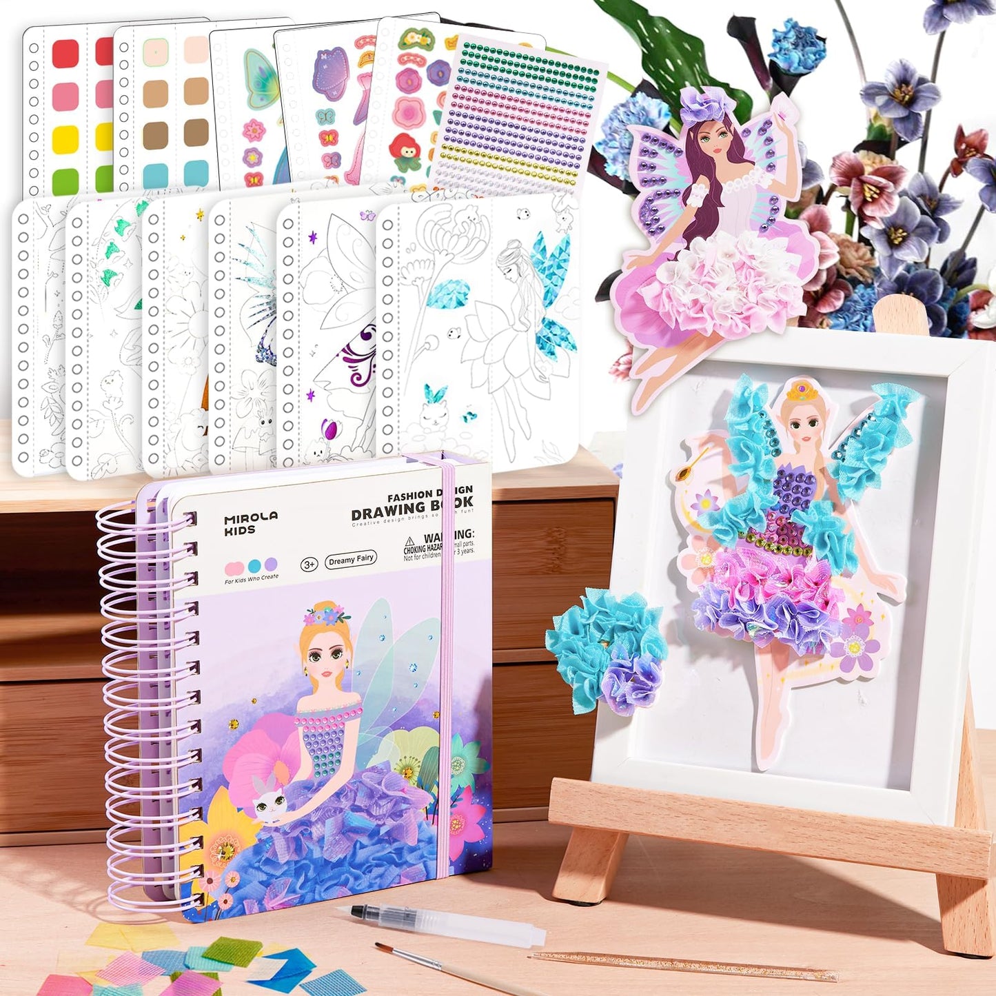 MIROLA KIDS 4 in 1 Poke Craft Kit for Girls — Princess Crafts, Watercolor & Diamond Art