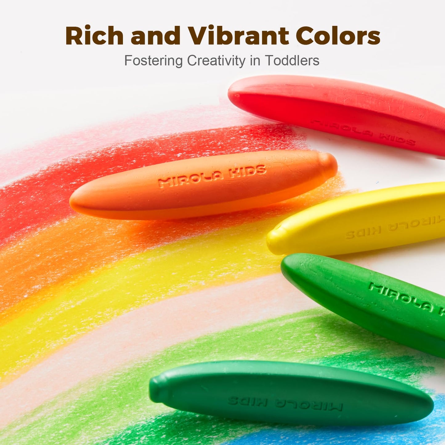 MIROLA KIDS 100% Pure Beeswax Crayons for Toddlers – 12 Colors, Washable & Unbreakable