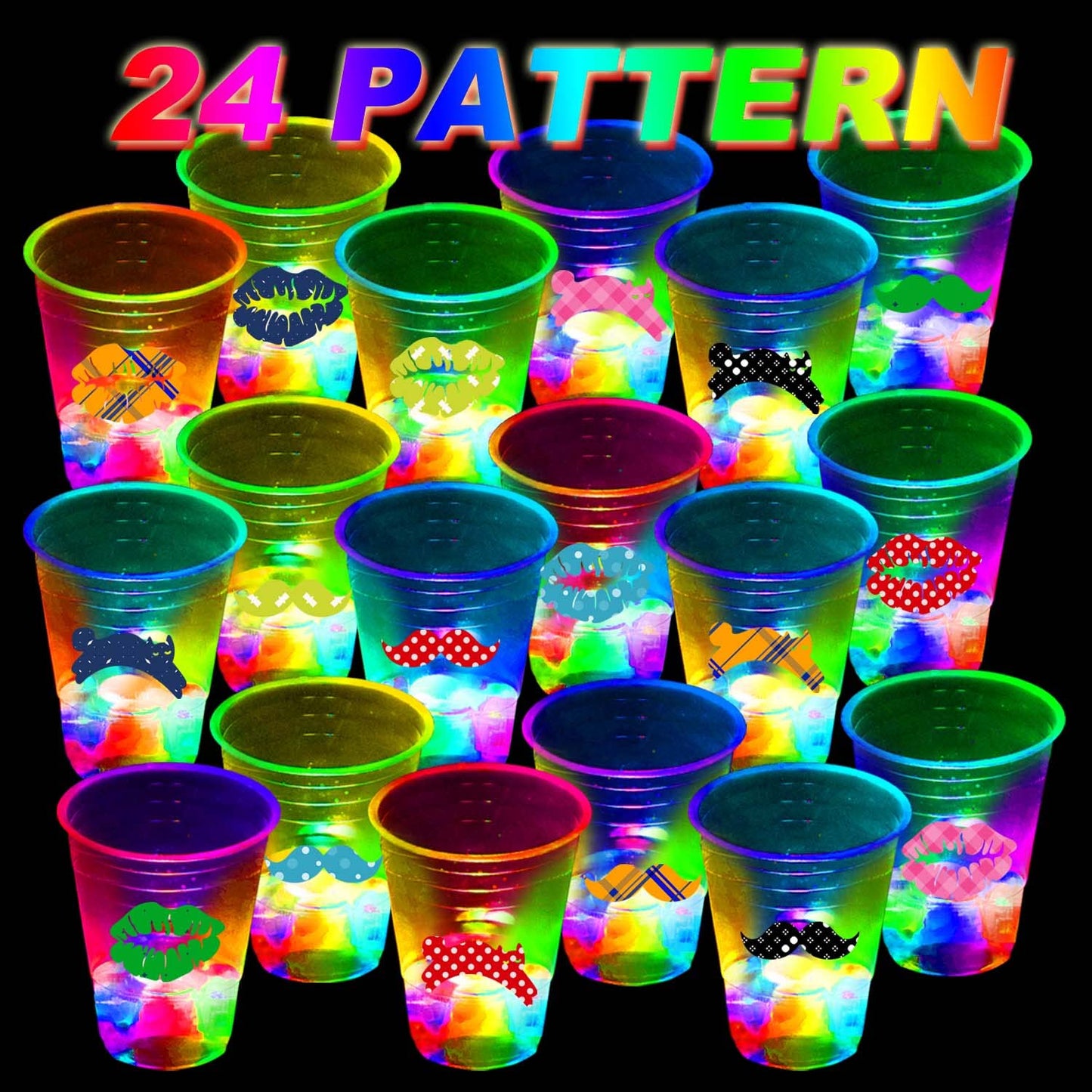 mishunyus 40 Pack Glow Party Cups | LED Light Up Cups for Indoor & Outdoor Parties