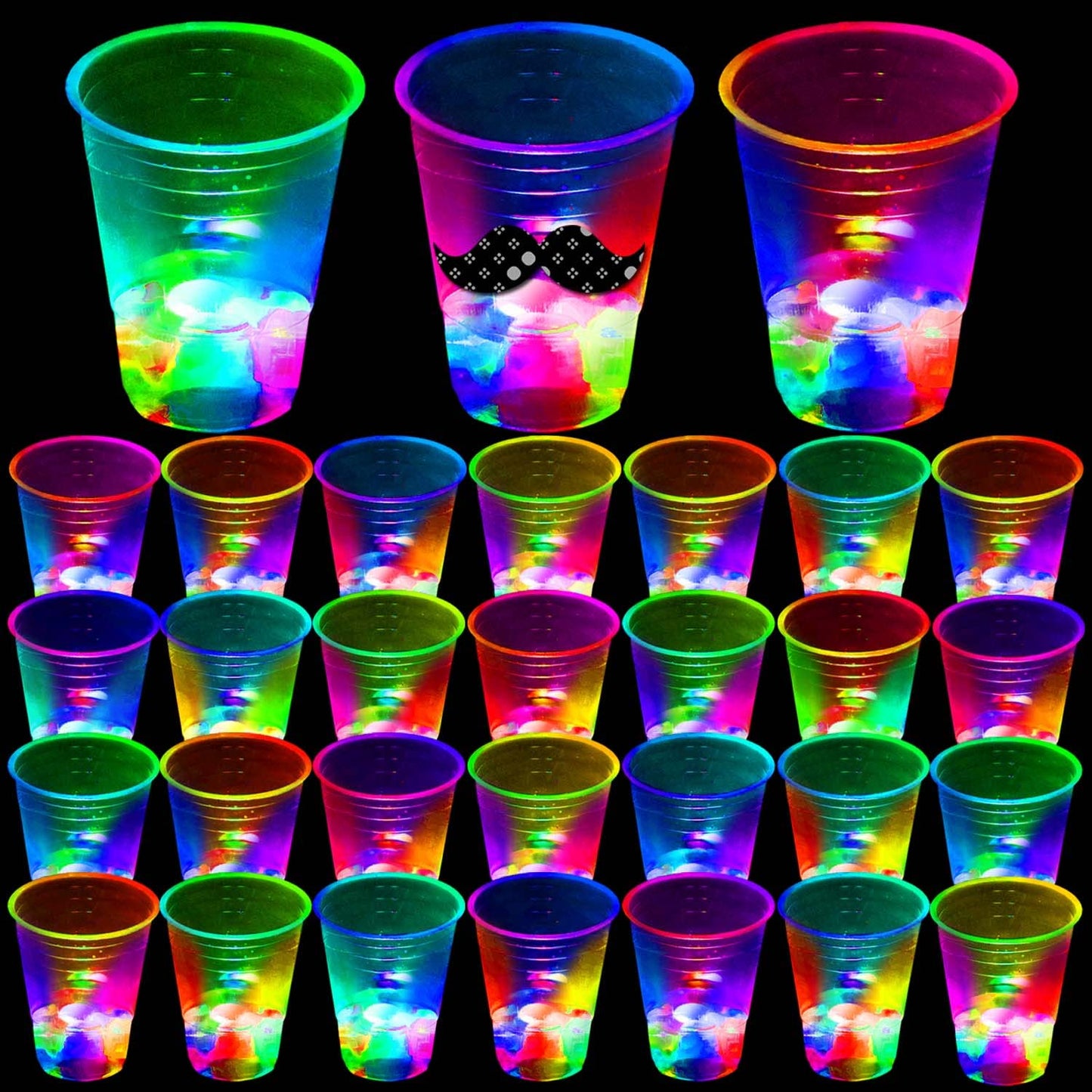 mishunyus 40 Pack Glow Party Cups | LED Light Up Cups for Indoor & Outdoor Parties