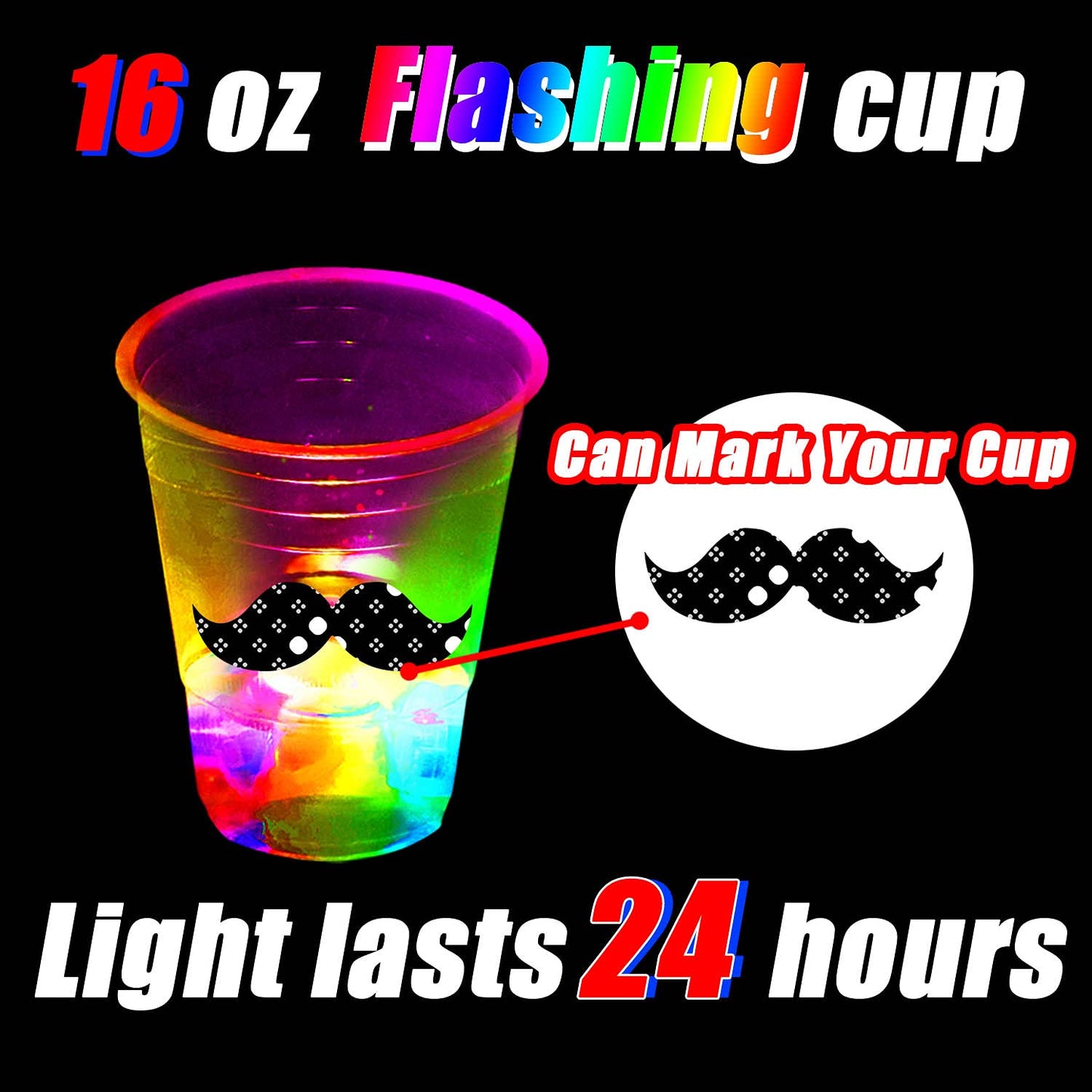 mishunyus 40 Pack Glow Party Cups | LED Light Up Cups for Indoor & Outdoor Parties