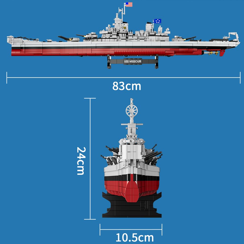 MISINI M6320 Military Series USS Missouri Battleship Building Kit – 2228 Pieces, Iowa-class Warship Model