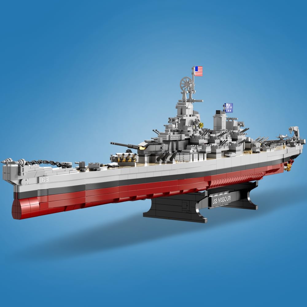 MISINI M6320 Military Series USS Missouri Battleship Building Kit – 2228 Pieces, Iowa-class Warship Model