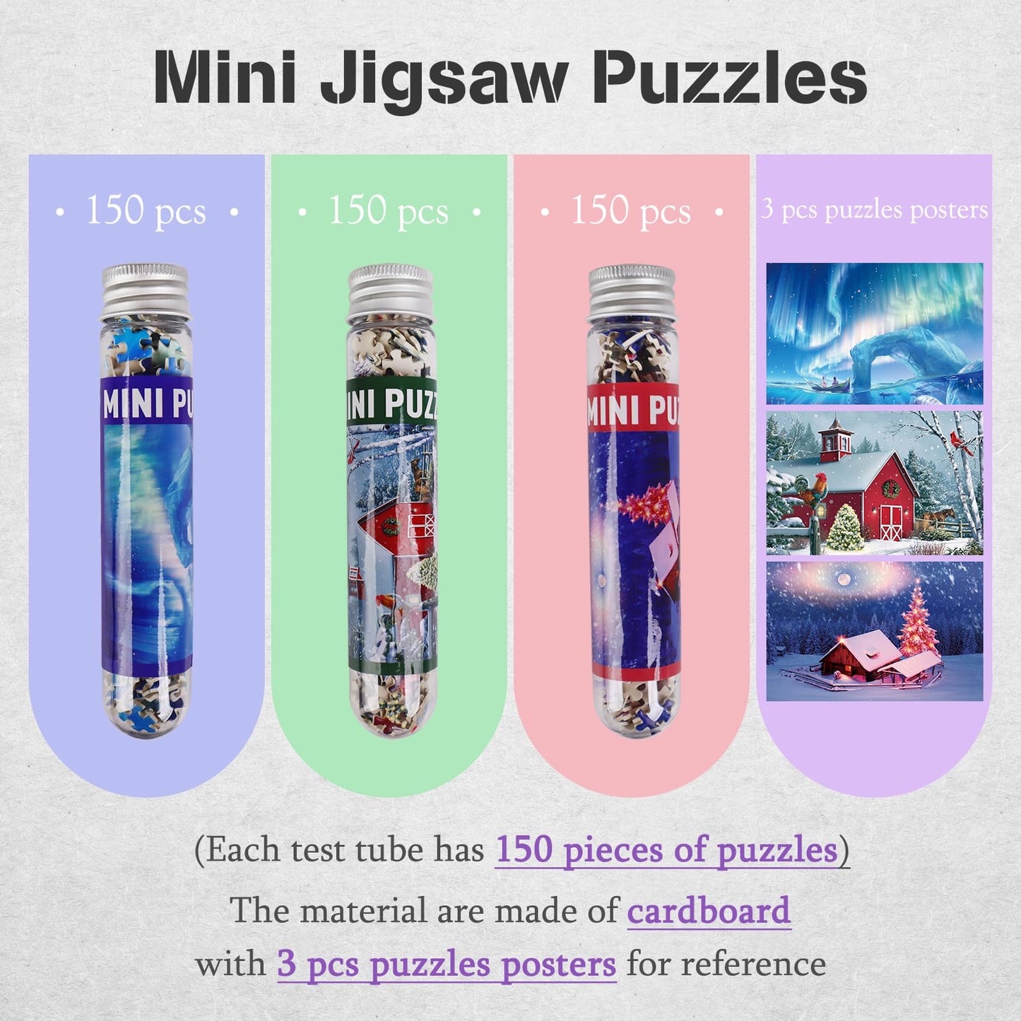 MISITU Mini Puzzles for Adults — 150-Piece Tiny Jigsaw in Test Tube Pack (6 x 4 in)