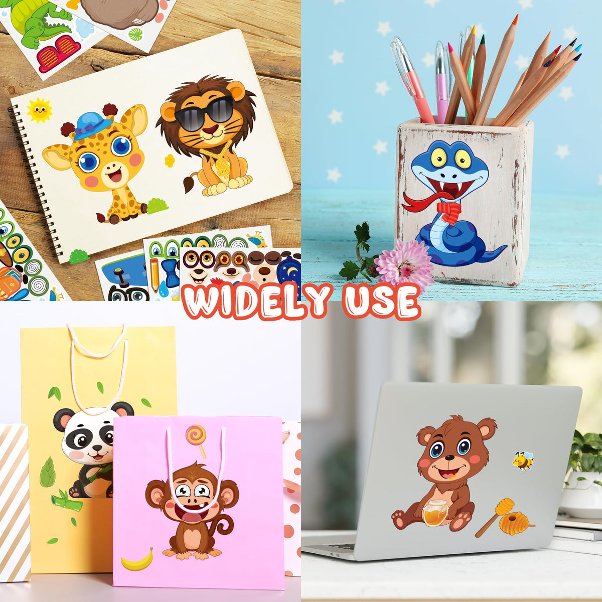 MISS FANTASY Animal Stickers for Kids – 48 Safari Jungle Sticker Pack | Party Decor & Favors