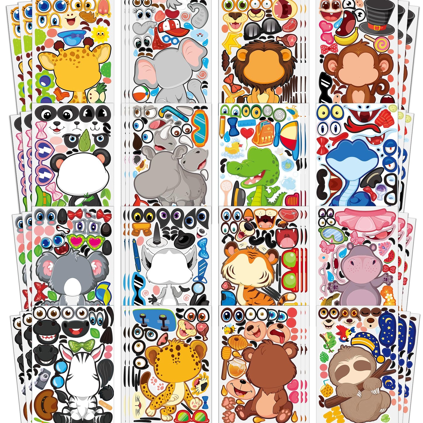 MISS FANTASY Animal Stickers for Kids – 48 Safari Jungle Sticker Pack | Party Decor & Favors
