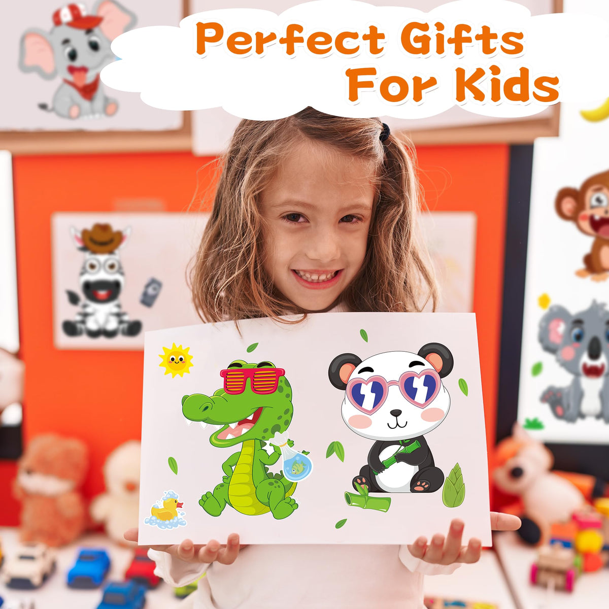 MISS FANTASY Animal Stickers for Kids – 48 Safari Jungle Sticker Pack | Party Decor & Favors