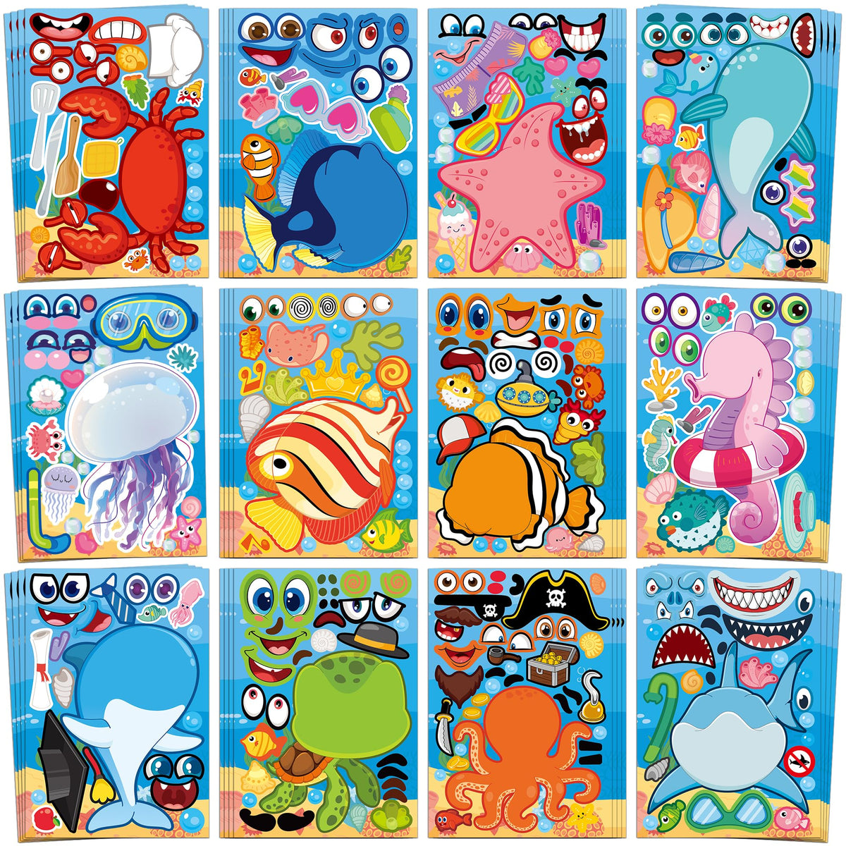 MISS FANTASY Ocean Stickers for Kids – 48 Sheets Ocean Creature Stickers for Parties, Crafts & Back to School