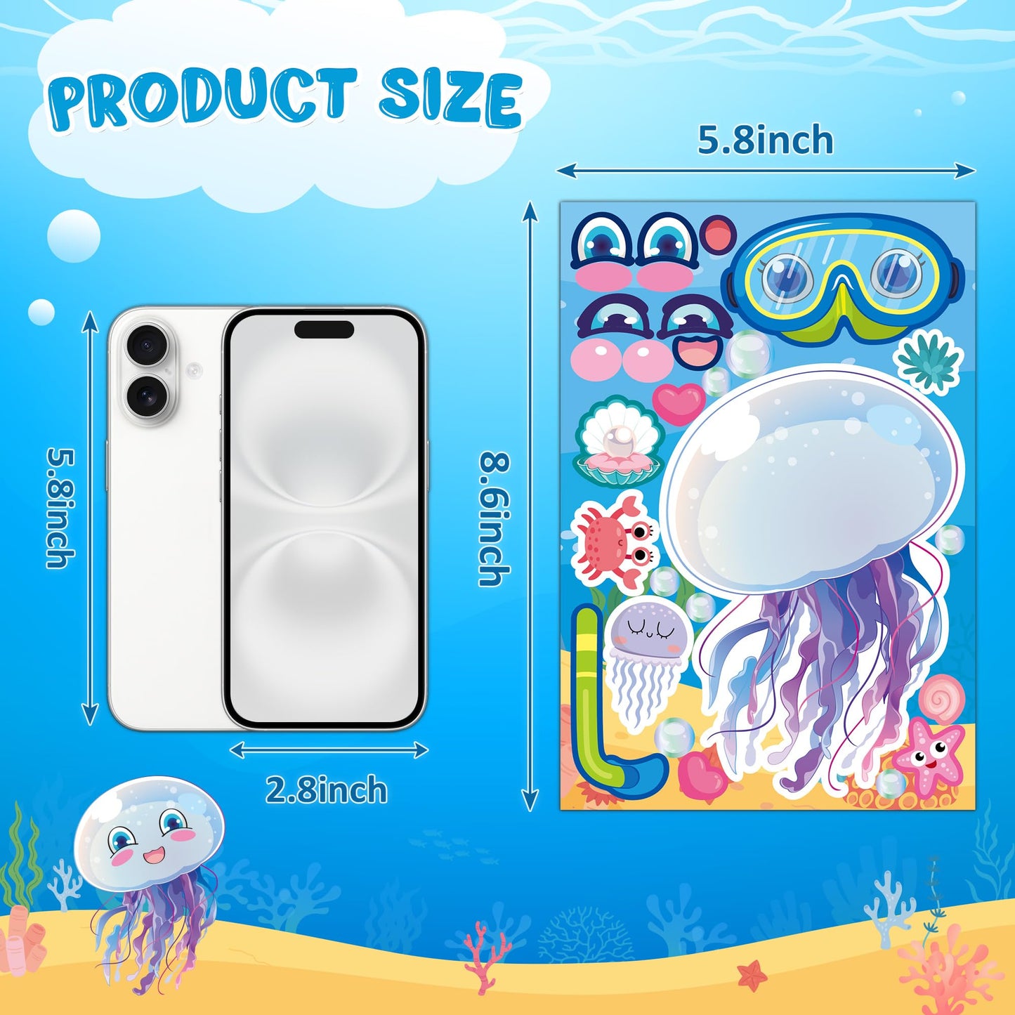 MISS FANTASY Ocean Stickers for Kids – 48 Sheets Ocean Creature Stickers for Parties, Crafts & Back to School