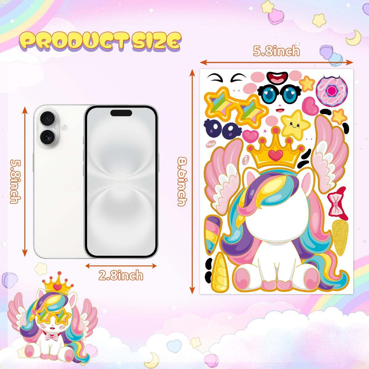 Miss Fantasy Unicorn Stickers - 48 Sheets for Kids, Crafts & Party Decor