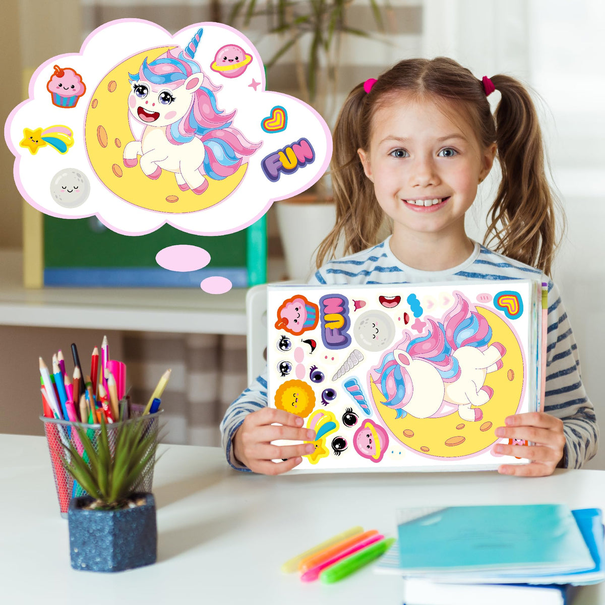 Miss Fantasy Unicorn Stickers - 48 Sheets for Kids, Crafts & Party Decor