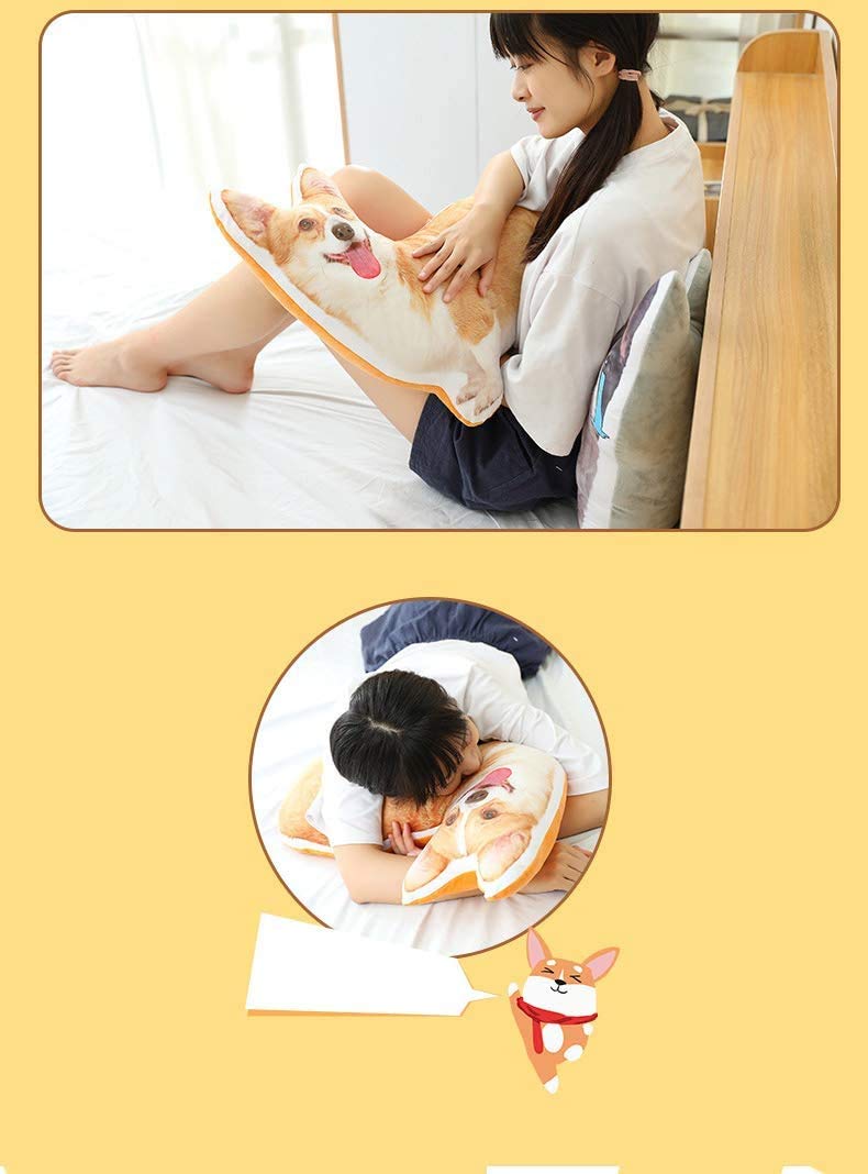 MISS TUTU Corgi Dog Plush Throw Pillow – Ultra-Soft, Realistic Corgi Cushion